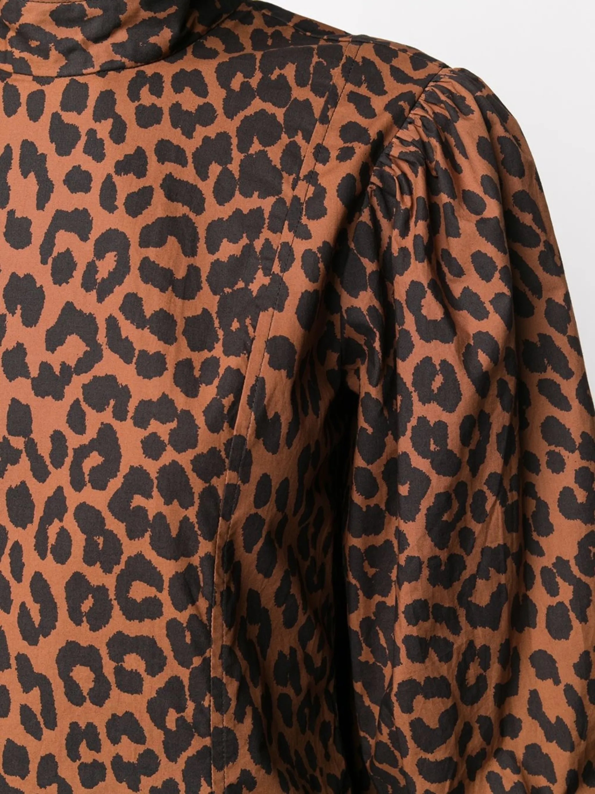 pouf-sleeve leopard-print dress