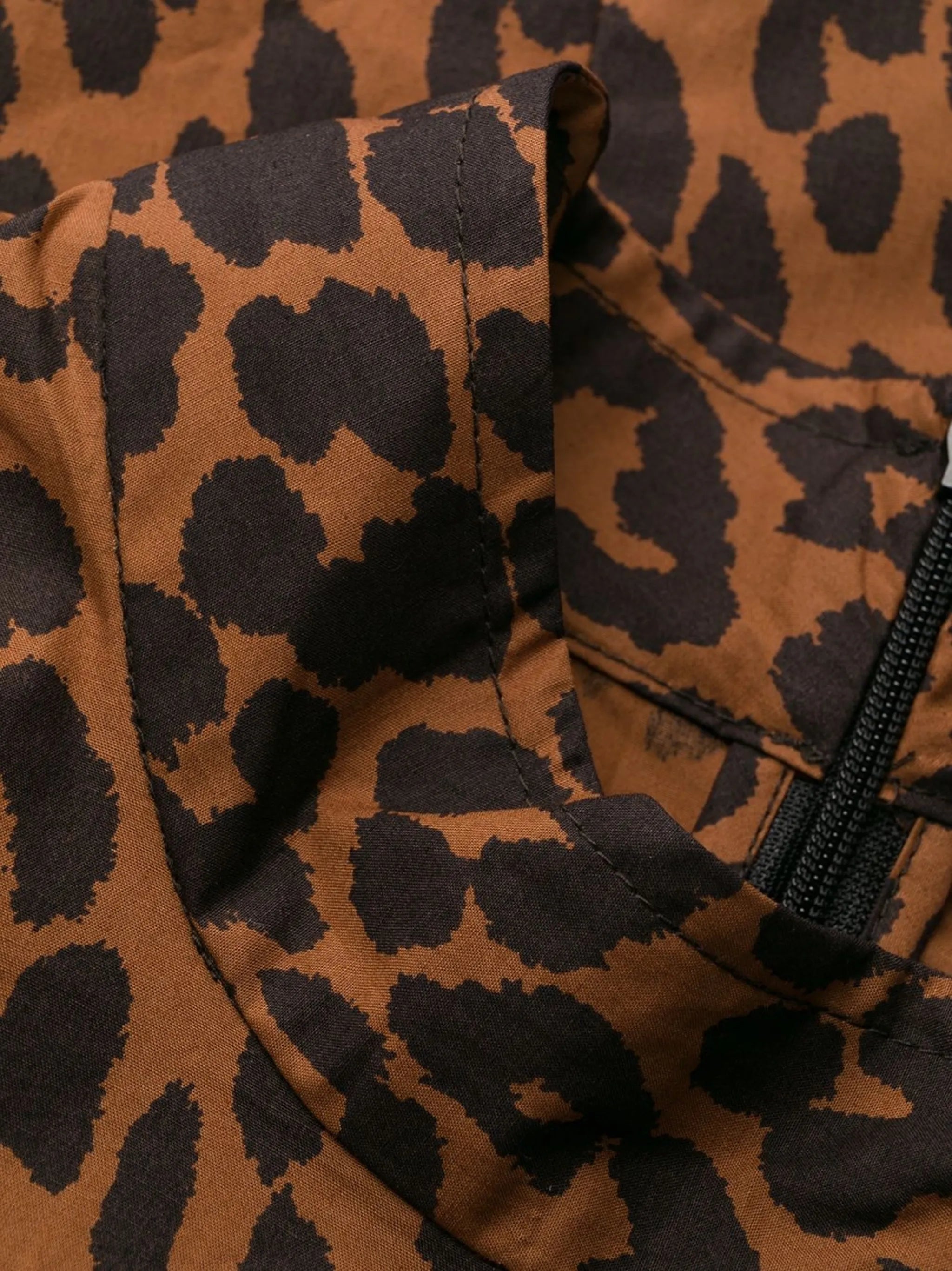 pouf-sleeve leopard-print dress