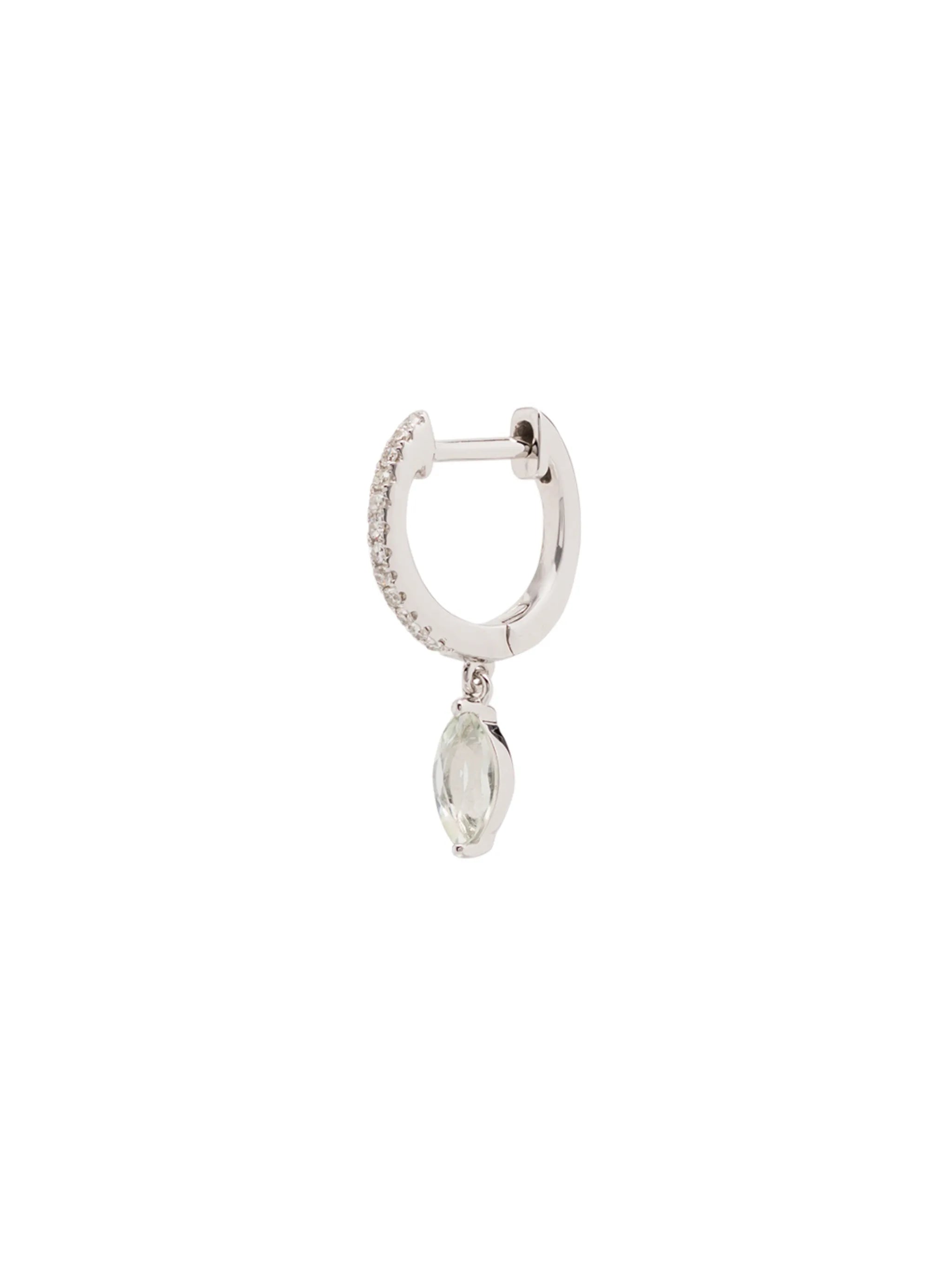 14kt white gold diamond amethyst drop hoop