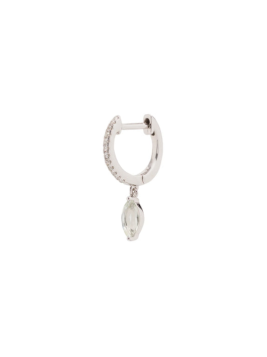 14kt white gold diamond amethyst drop hoop
