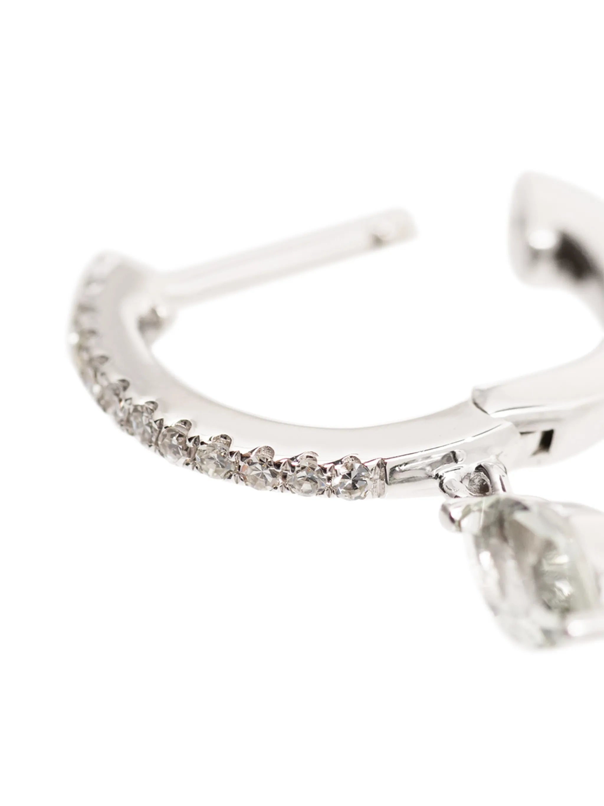 14kt white gold diamond amethyst drop hoop