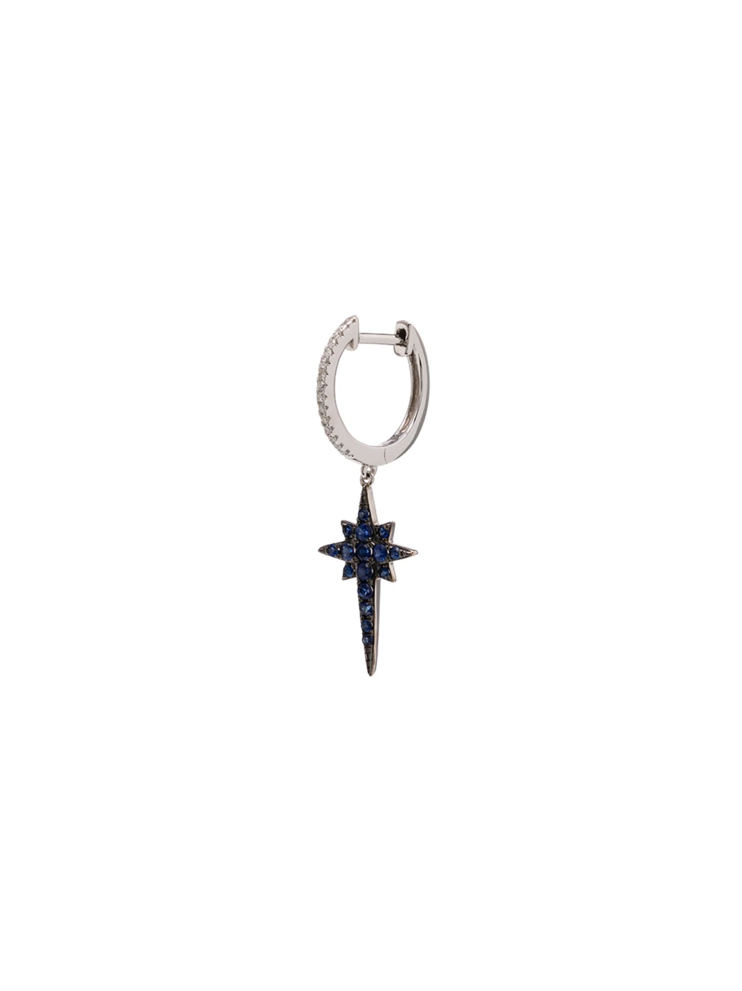 14kt white gold sapphire star drop diamond hoop