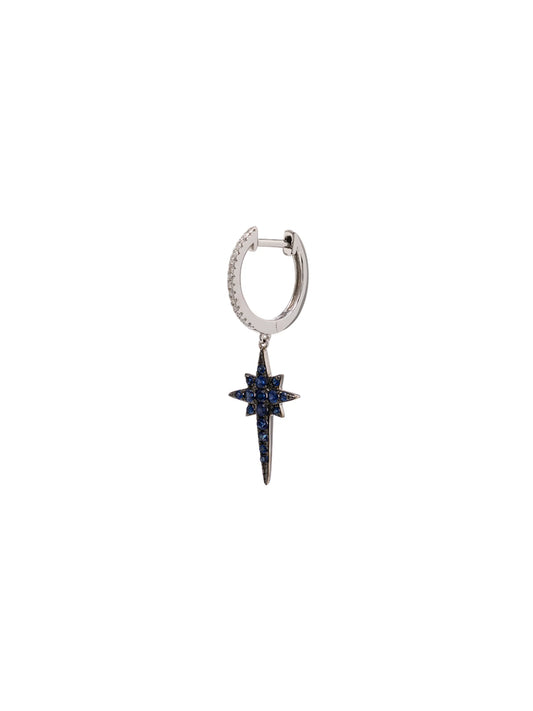 14kt white gold sapphire star drop diamond hoop