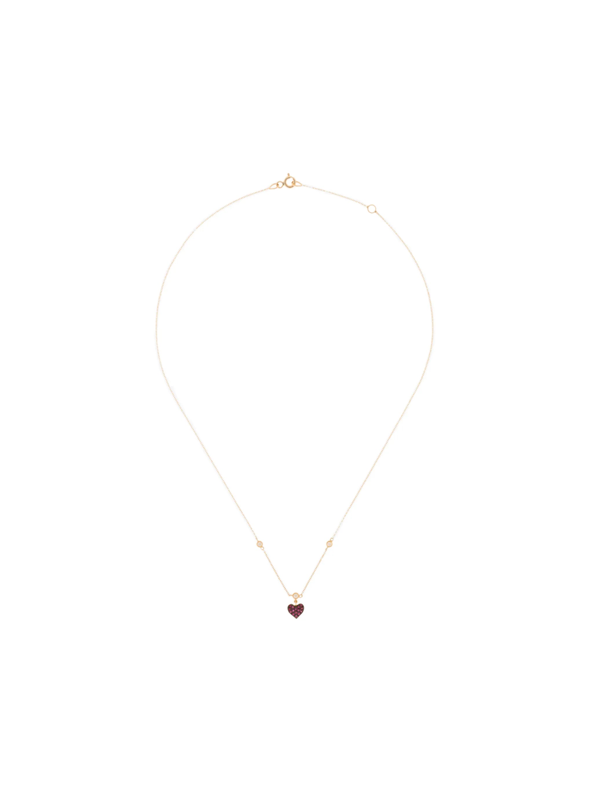 14kt rose gold and ruby heart necklace