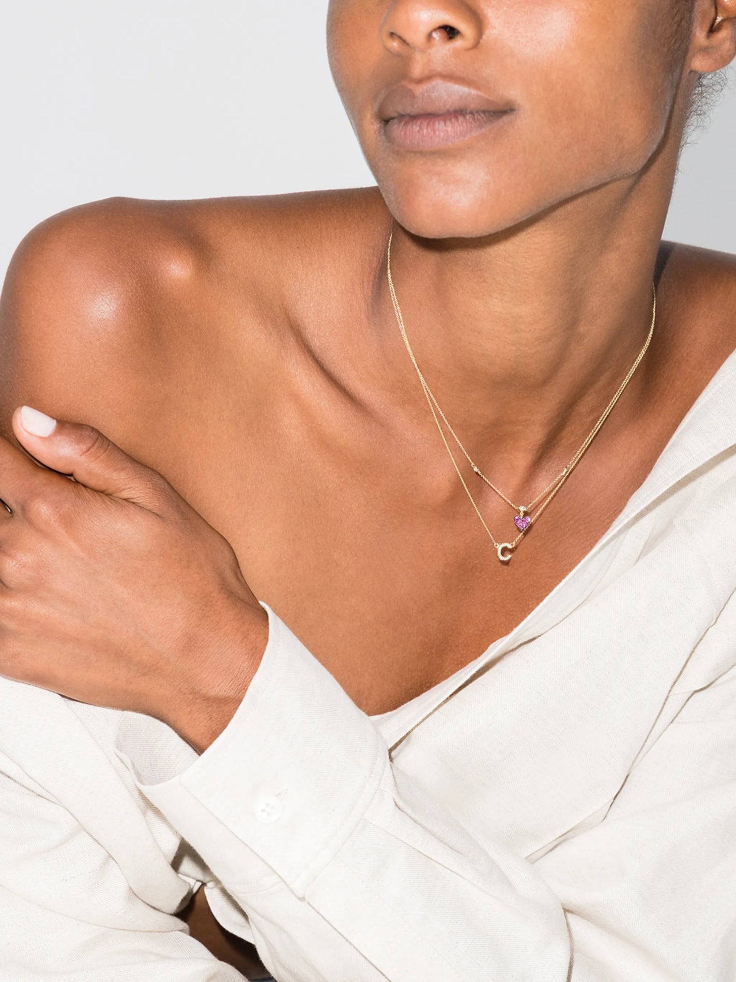 14kt rose gold and ruby heart necklace