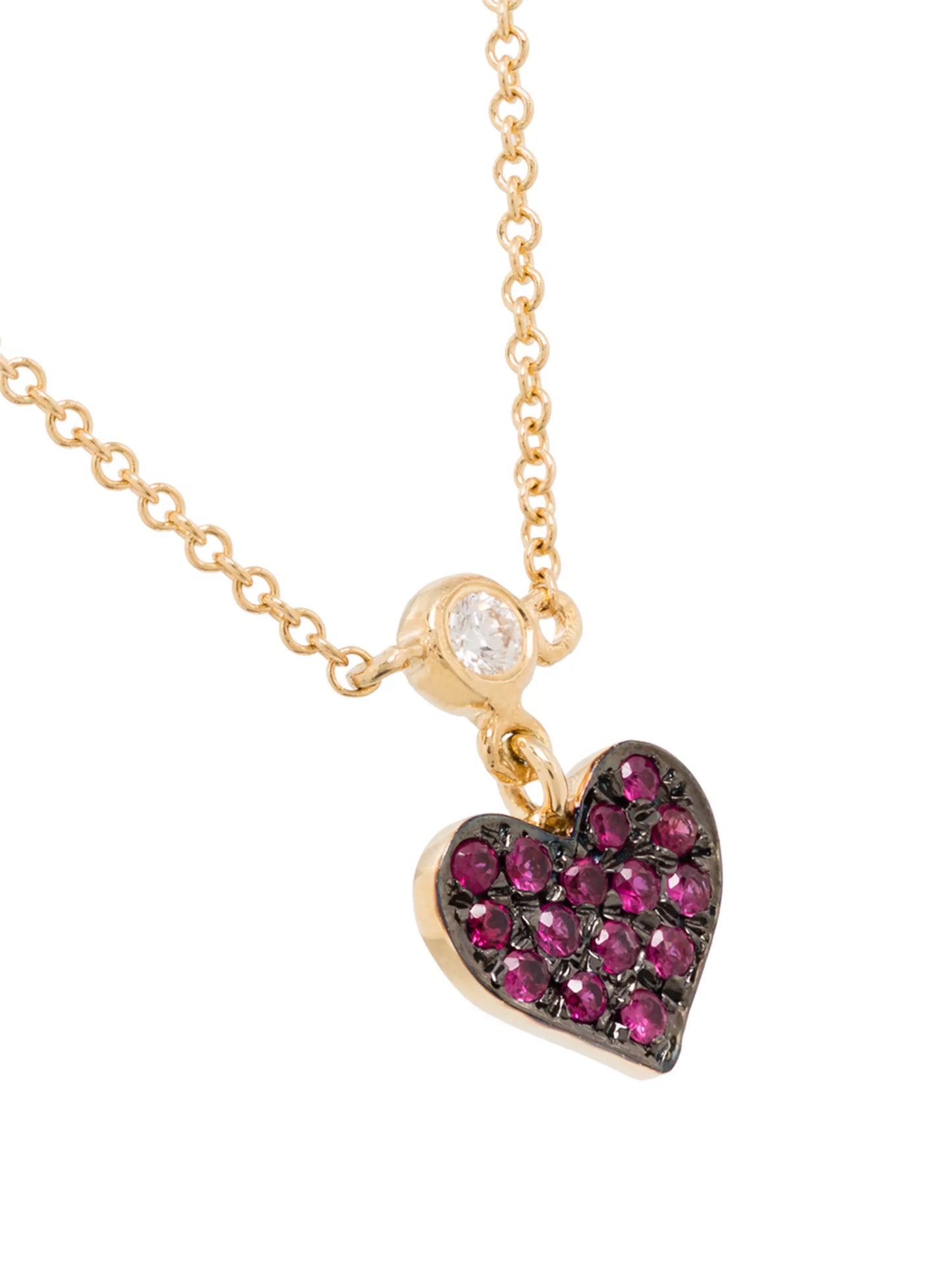 14kt rose gold and ruby heart necklace