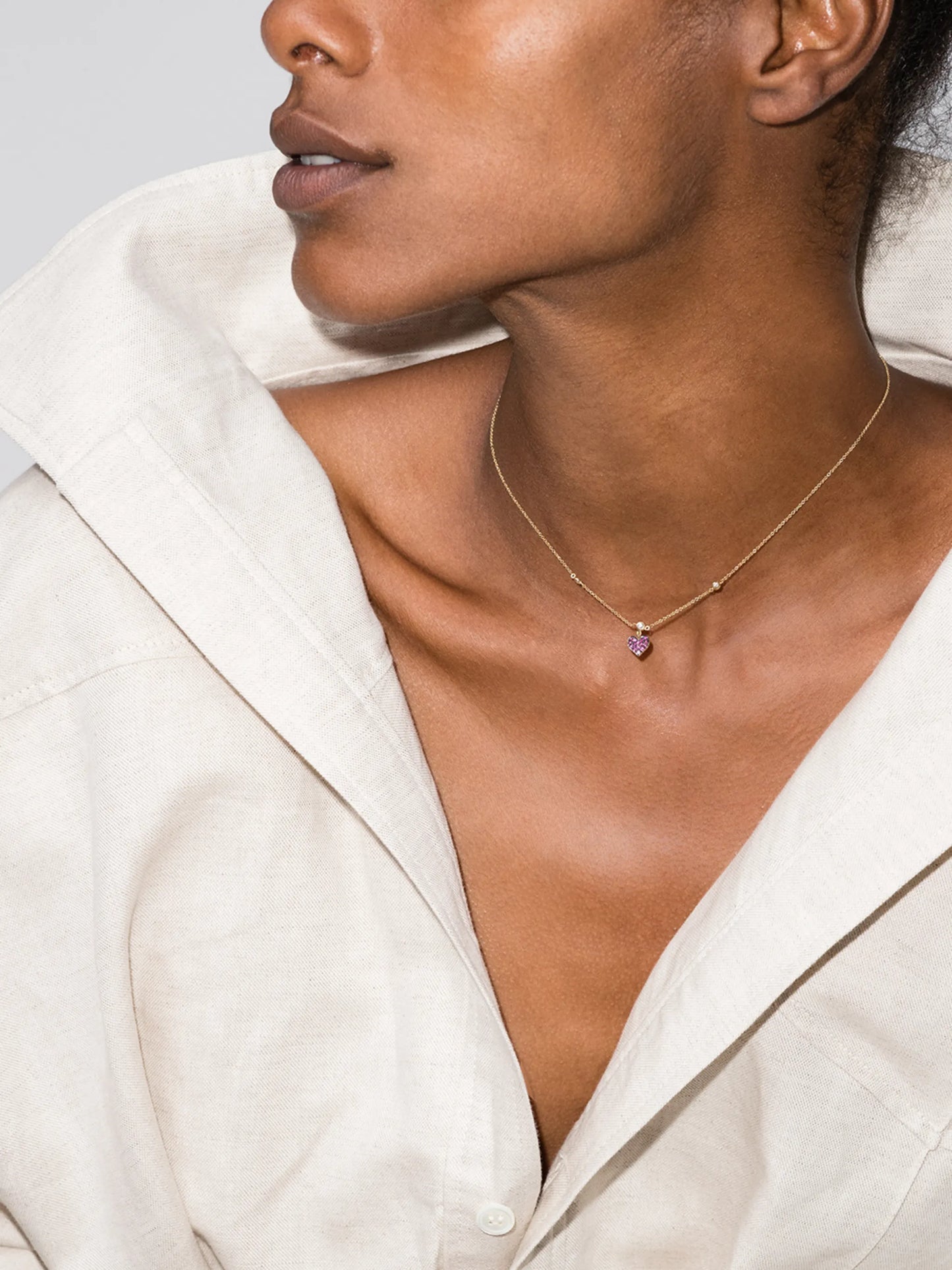 14kt rose gold and ruby heart necklace