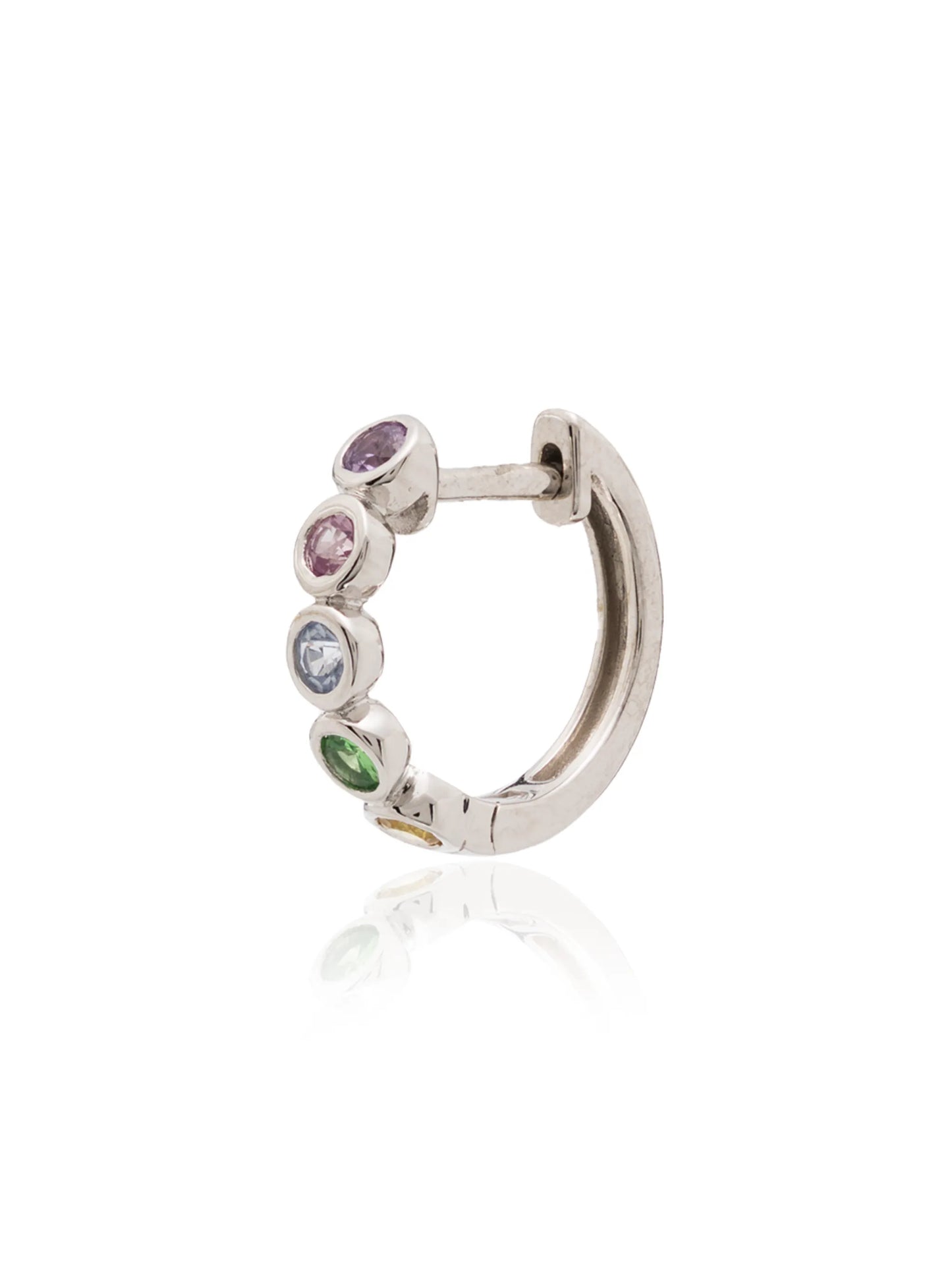 14kt white gold sapphire hoop earring