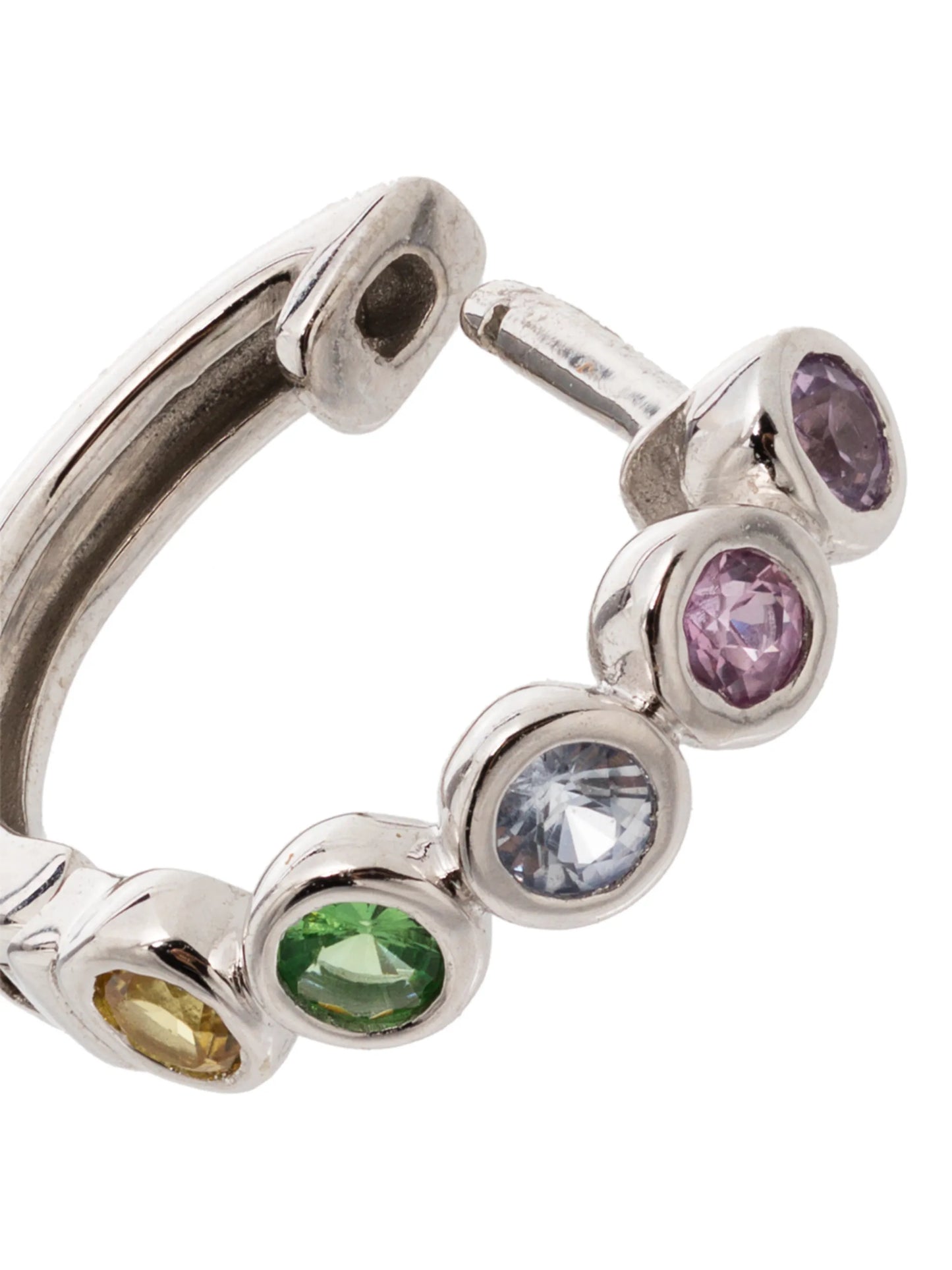 14kt white gold sapphire hoop earring