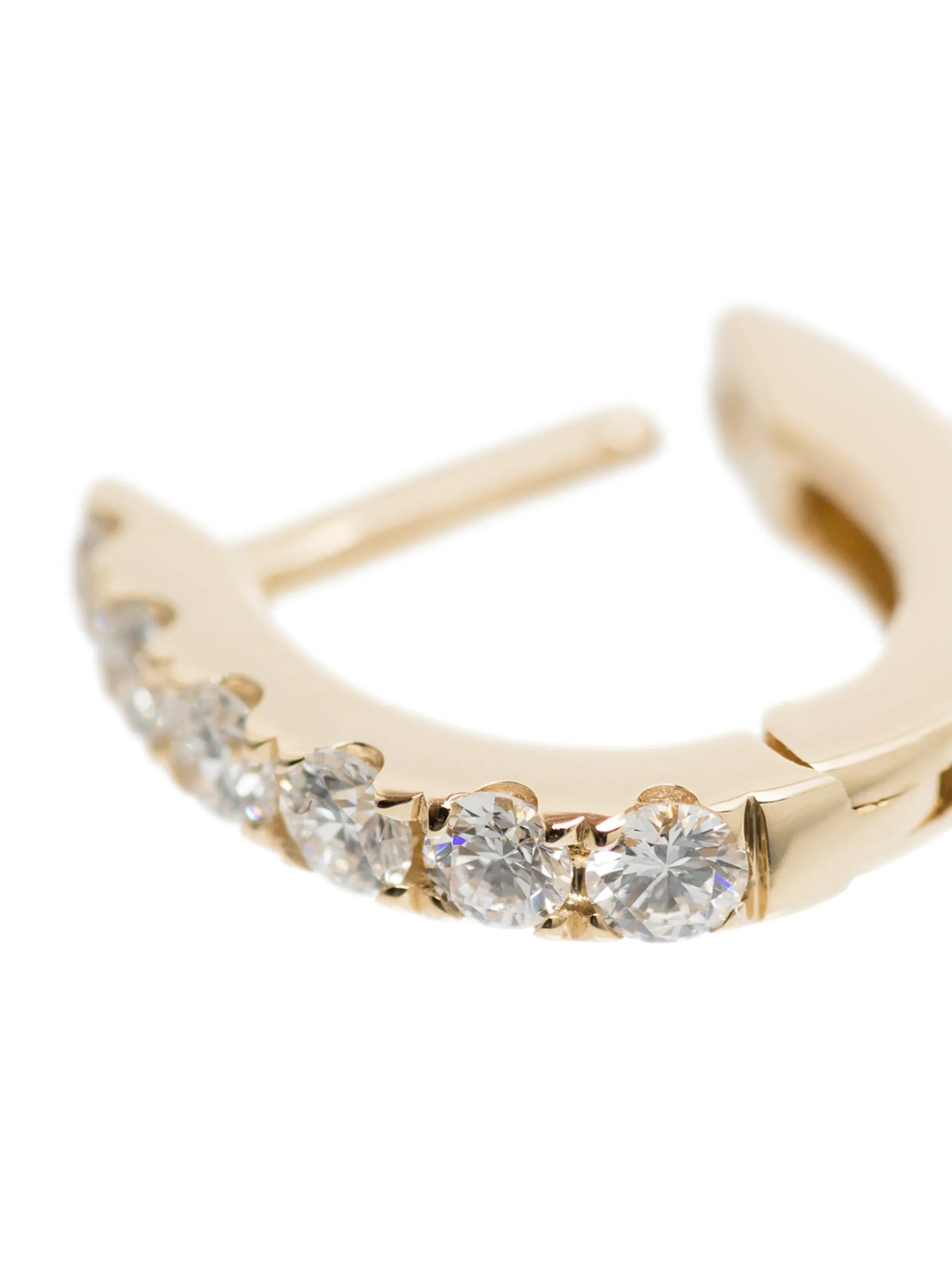 14kt yellow gold mini chubby diamond huggie hoop earring