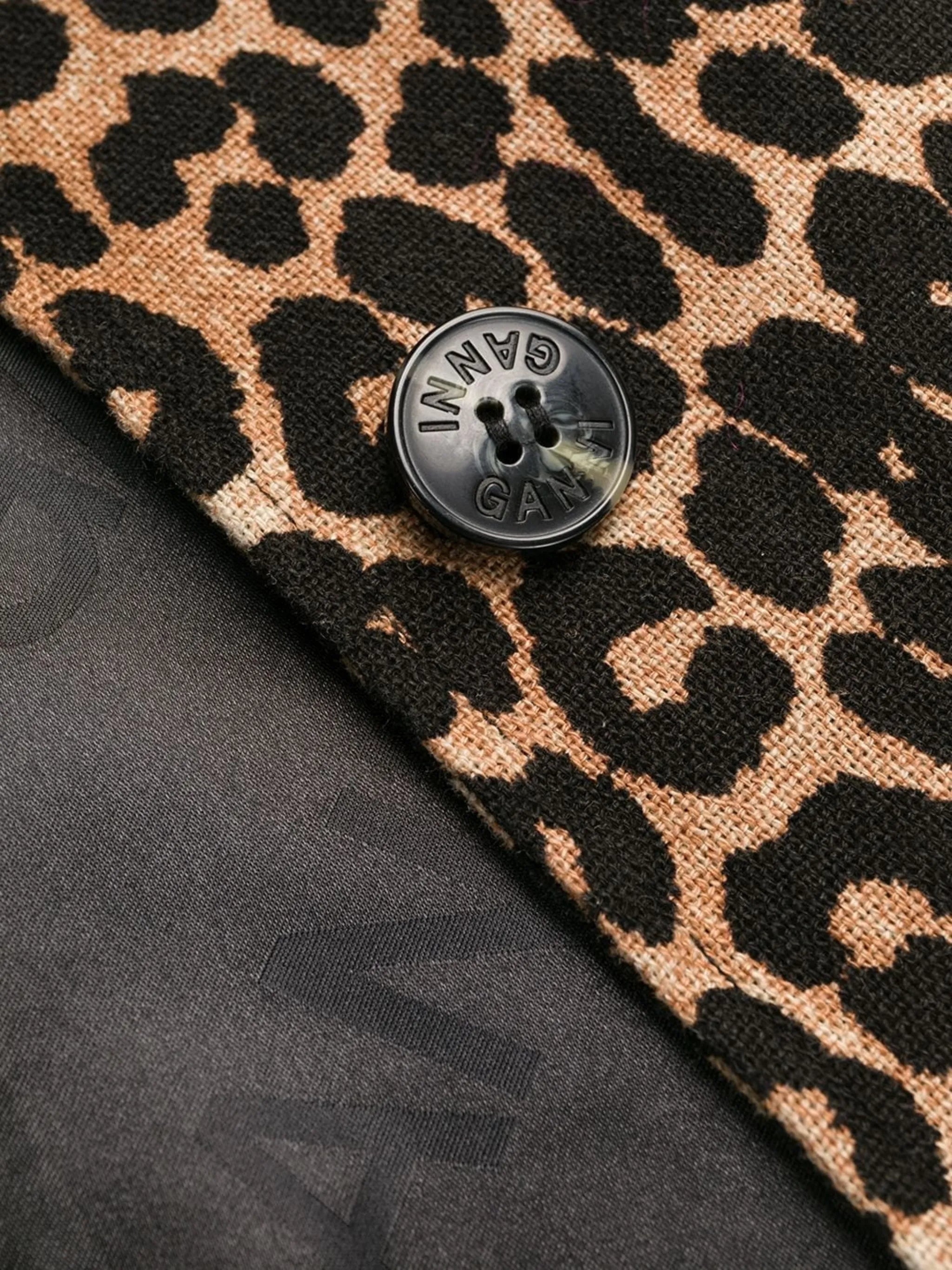 leopard-print linen-blend coat