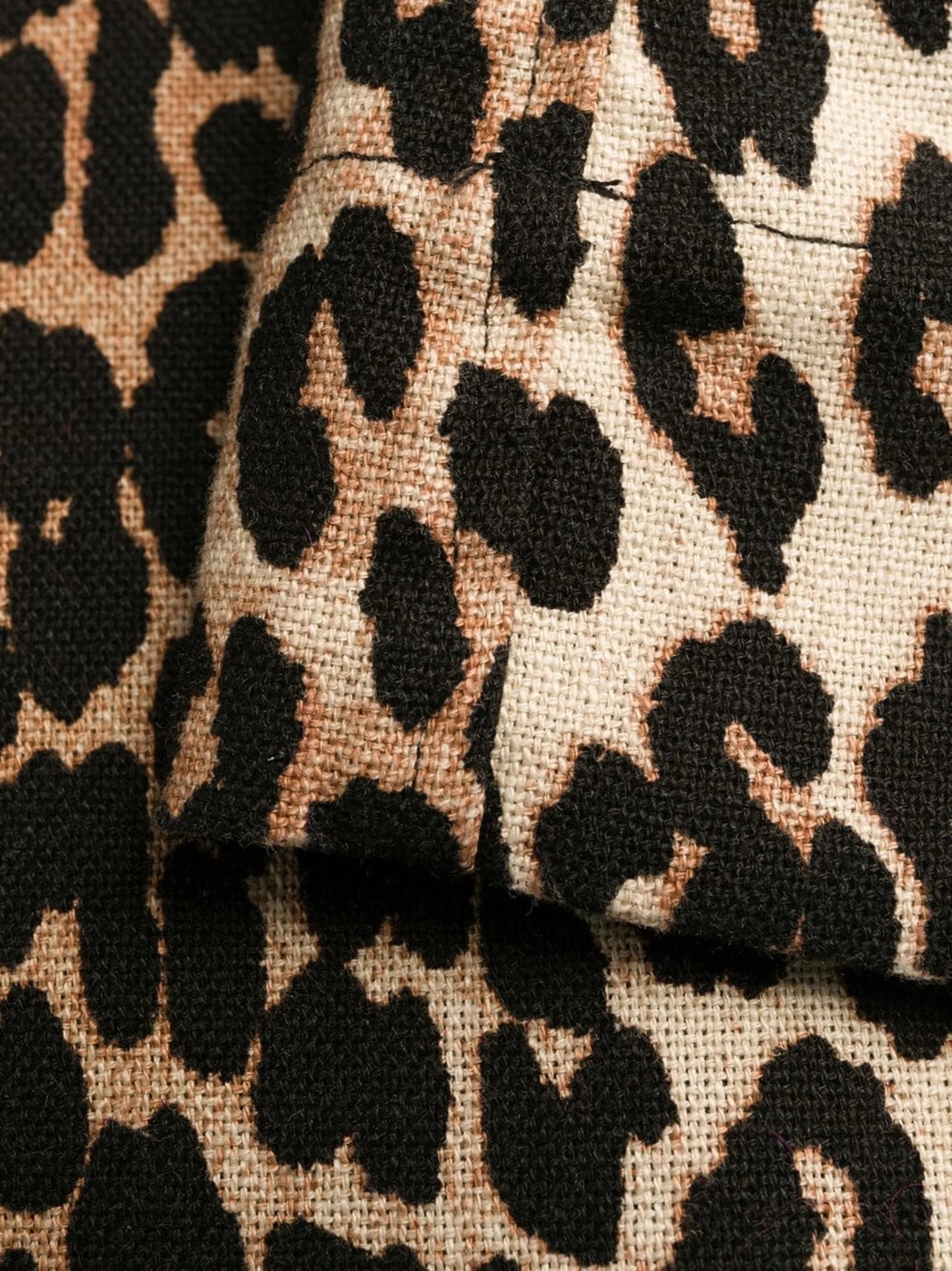 leopard-print linen-blend coat