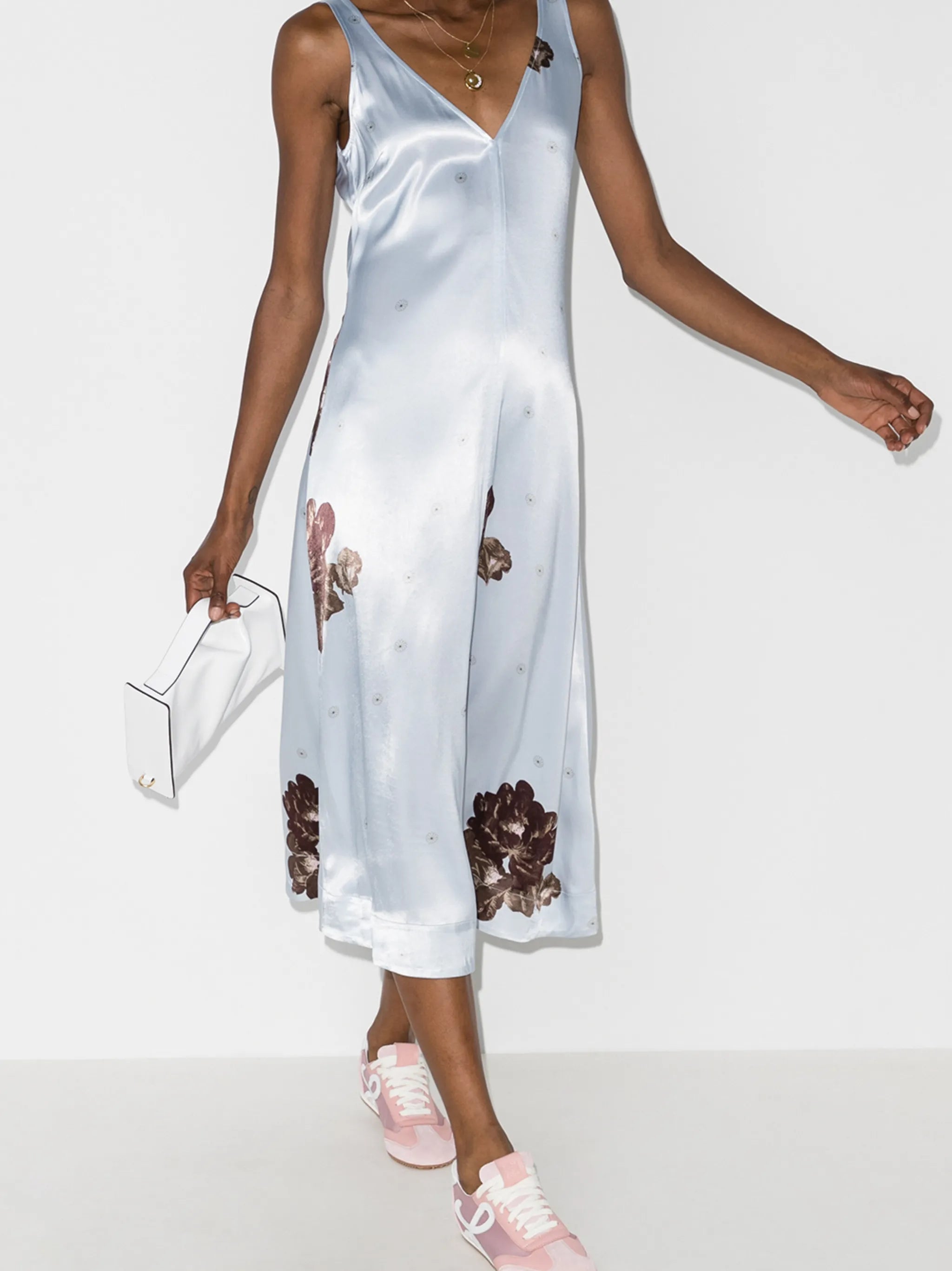 floral print satin dress