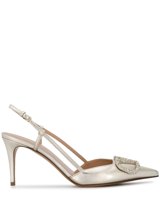 80mm VLogo Glow slingback pumps