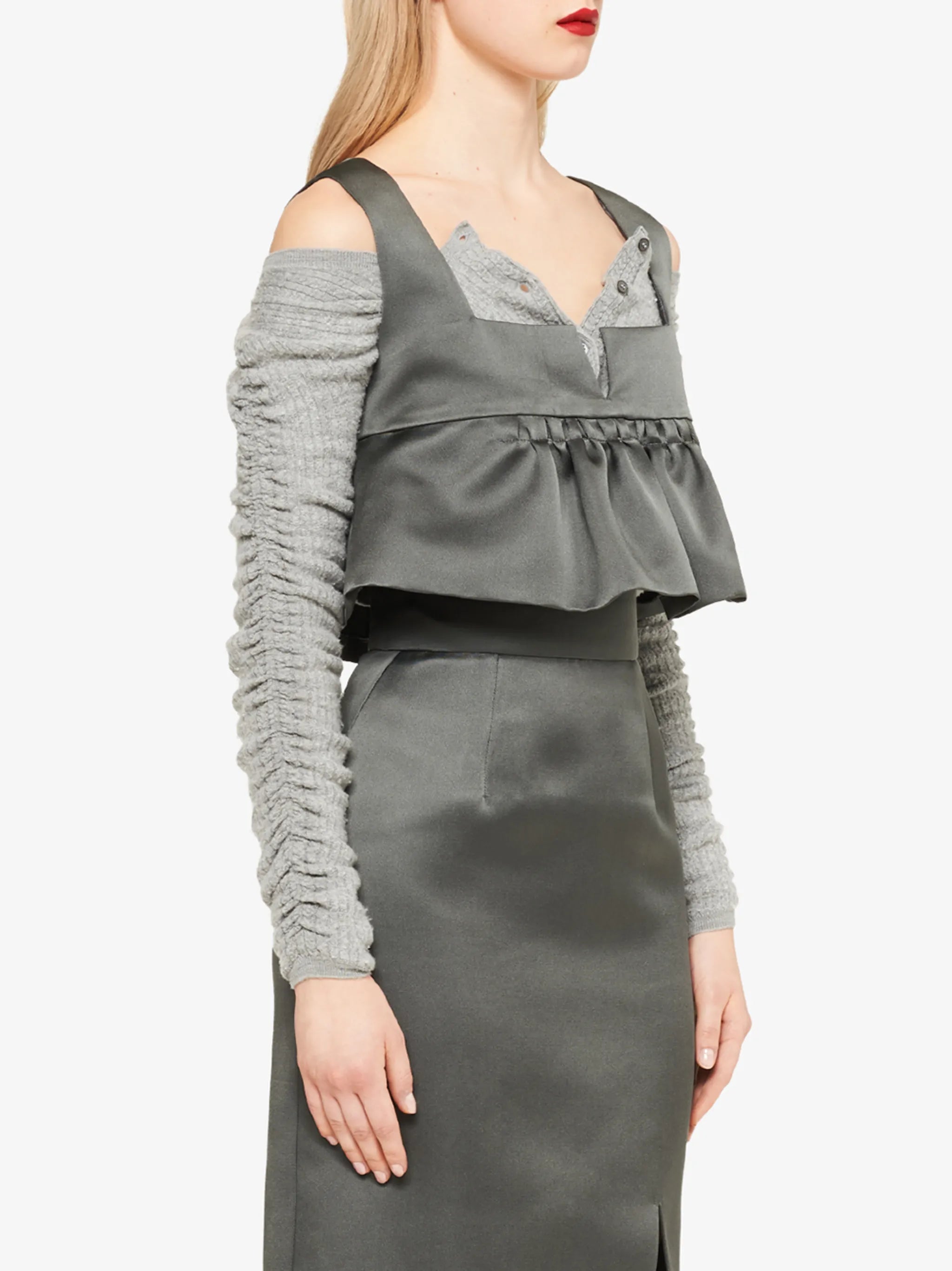 frill-trim cropped blouse