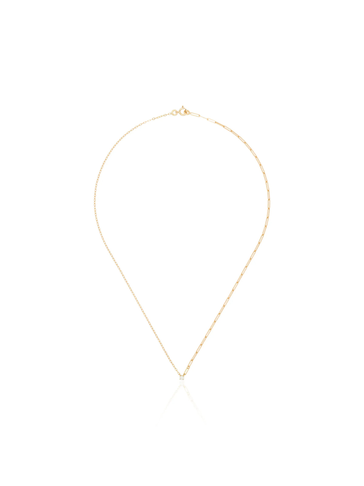 small round diamond solitaire necklace in yellow gold