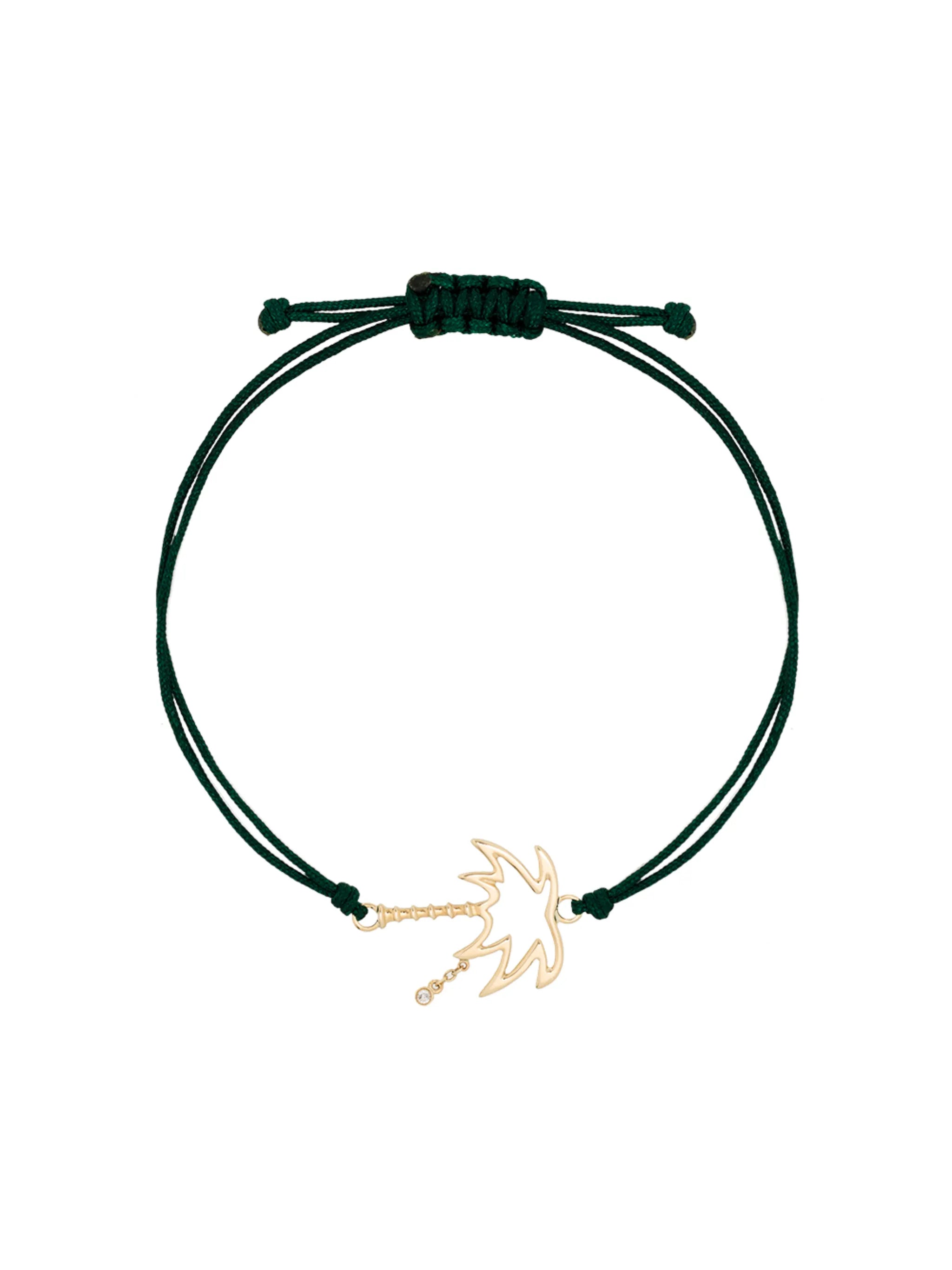green and yellow palm tree wire bracelet