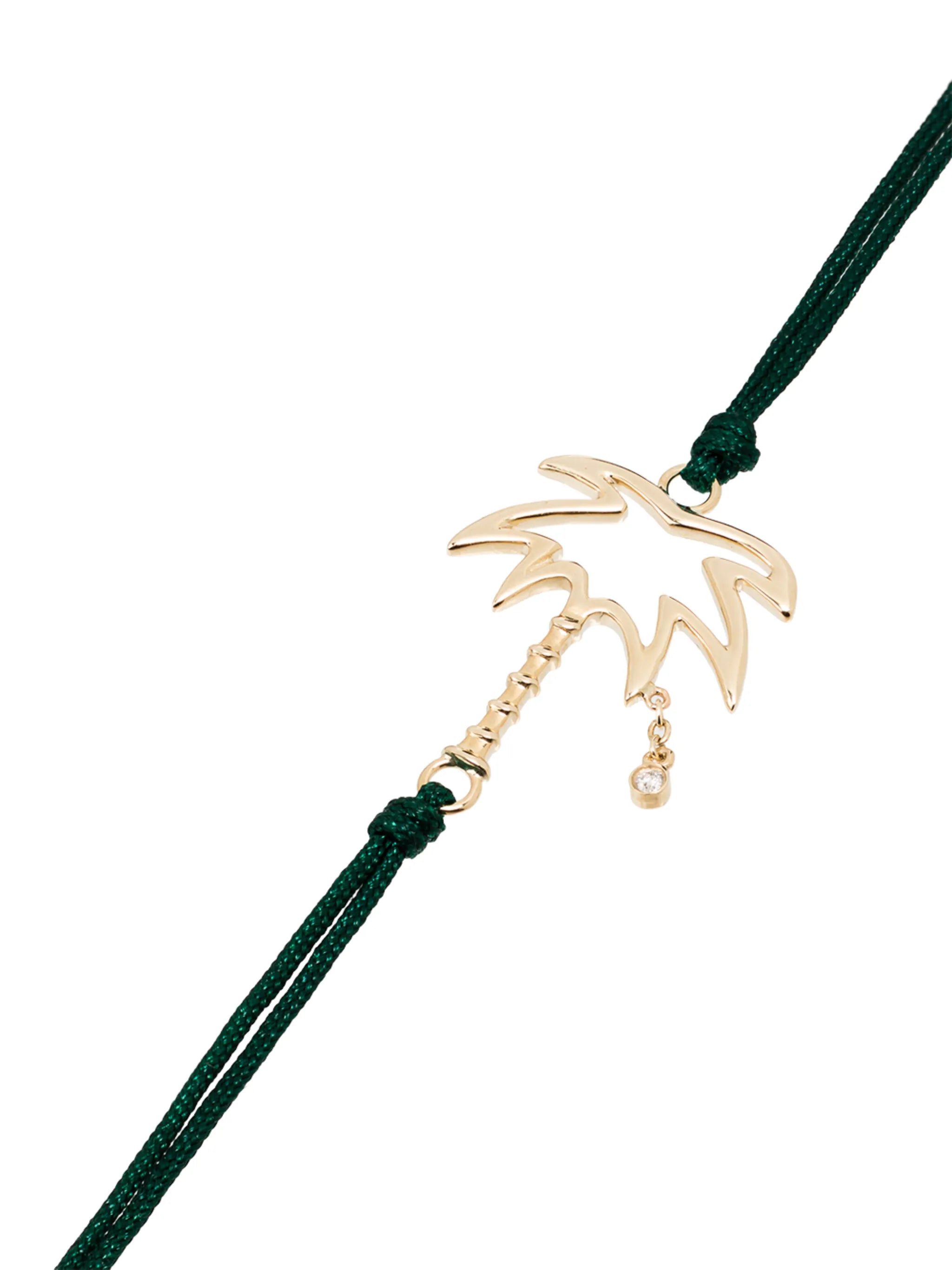green and yellow palm tree wire bracelet