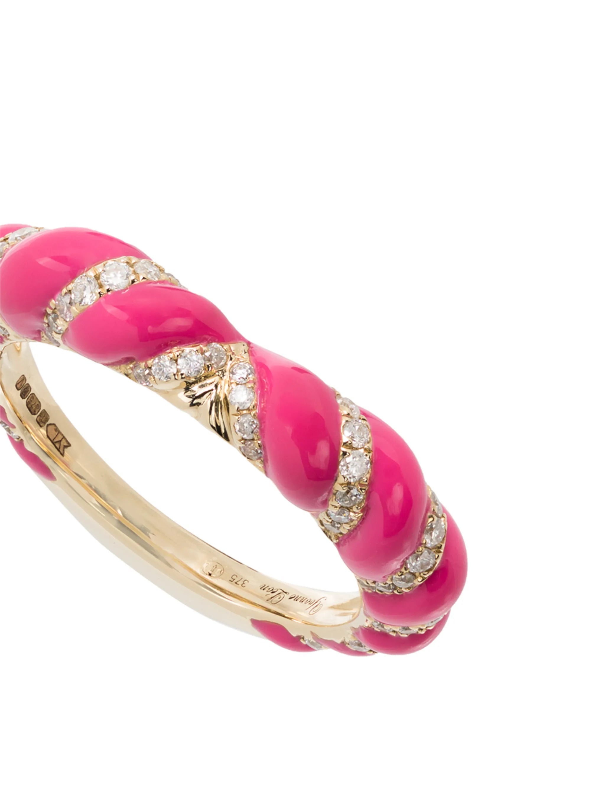 9kt yellow gold, diamond and enamel ring