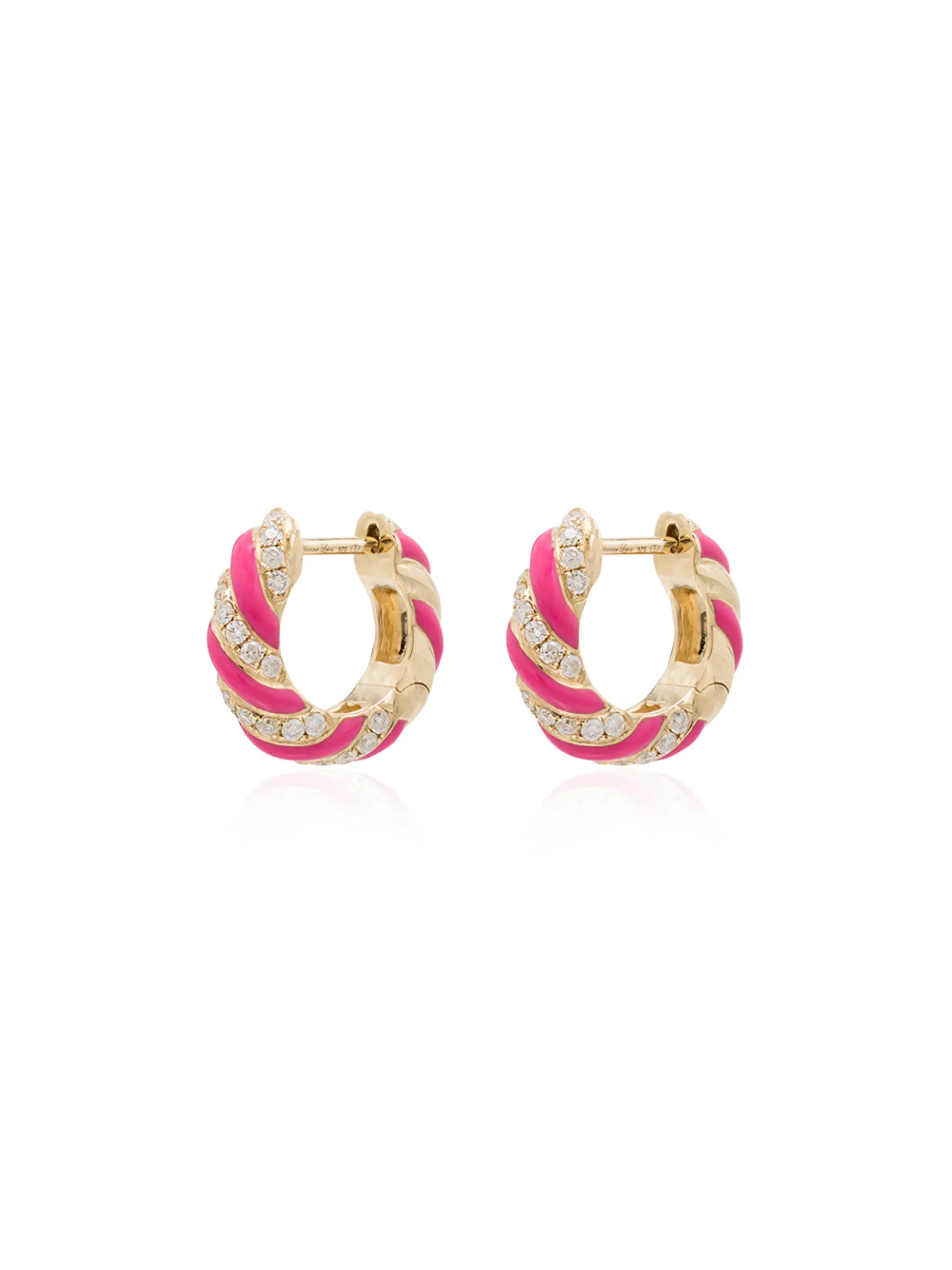 9kt yellow gold diamond hoop earrings