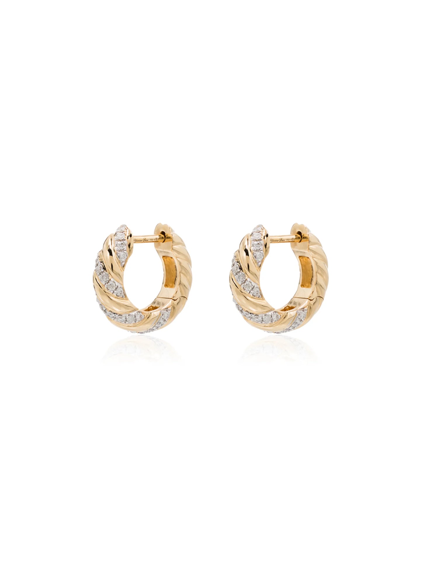 18kt yellow gold diamond huggie hoop earrings