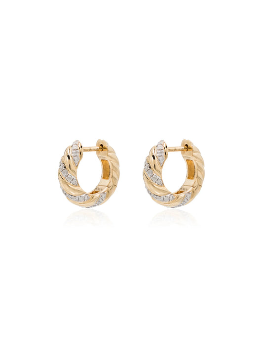18kt yellow gold diamond huggie hoop earrings