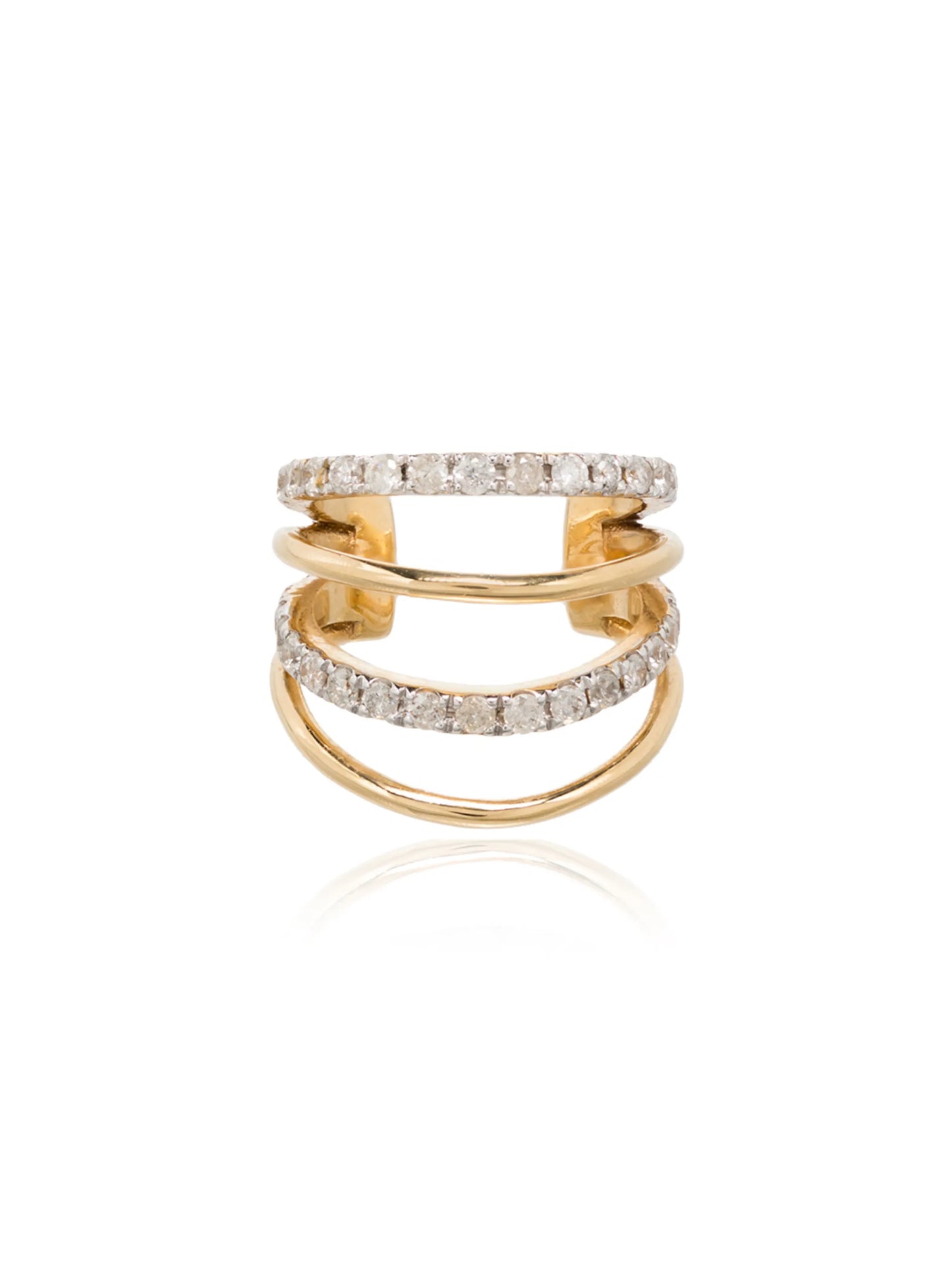 18kt yellow gold four layer diamond ear cuff