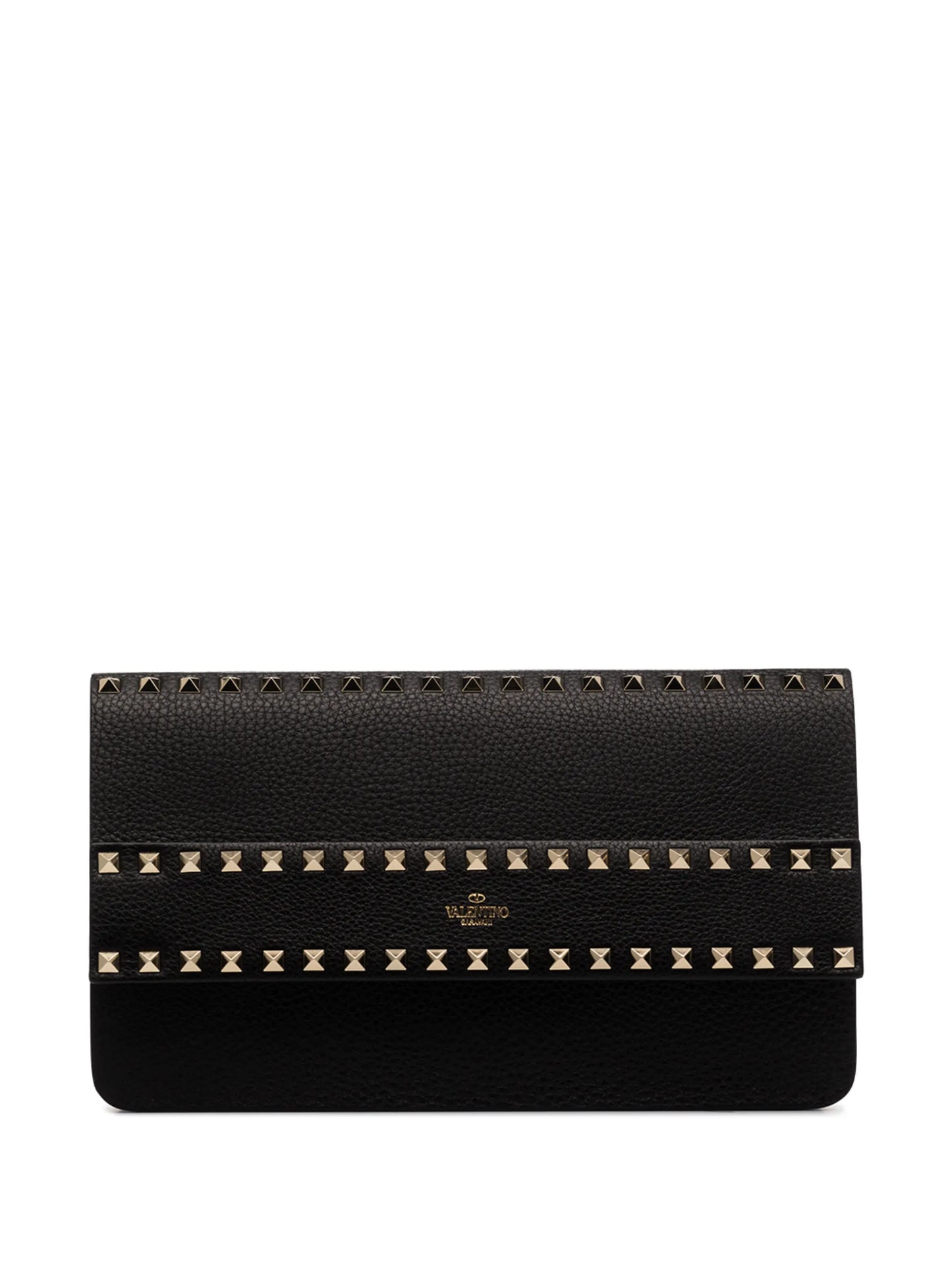 Rockstud grained leather envelope clutch