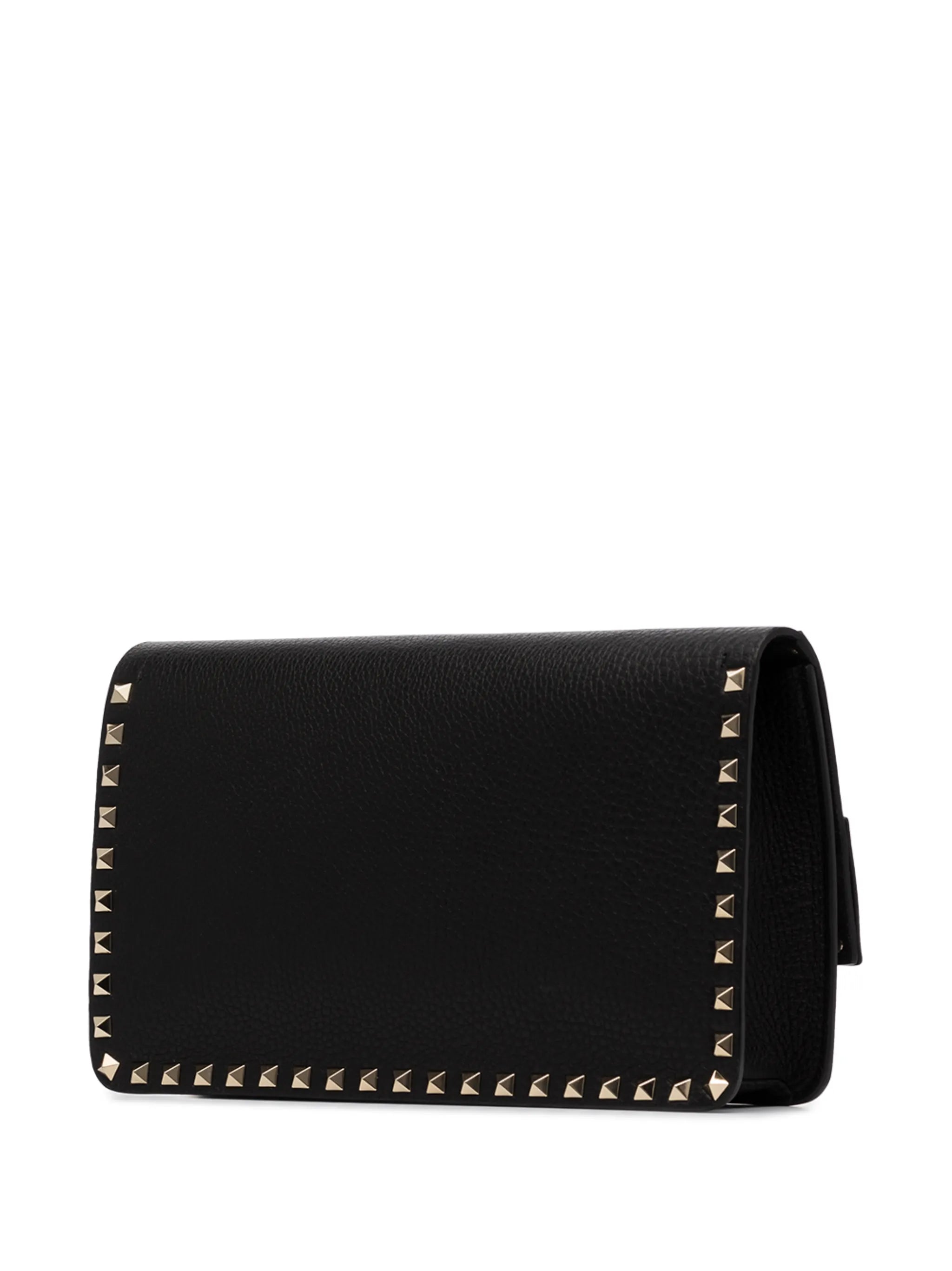 Rockstud grained leather envelope clutch
