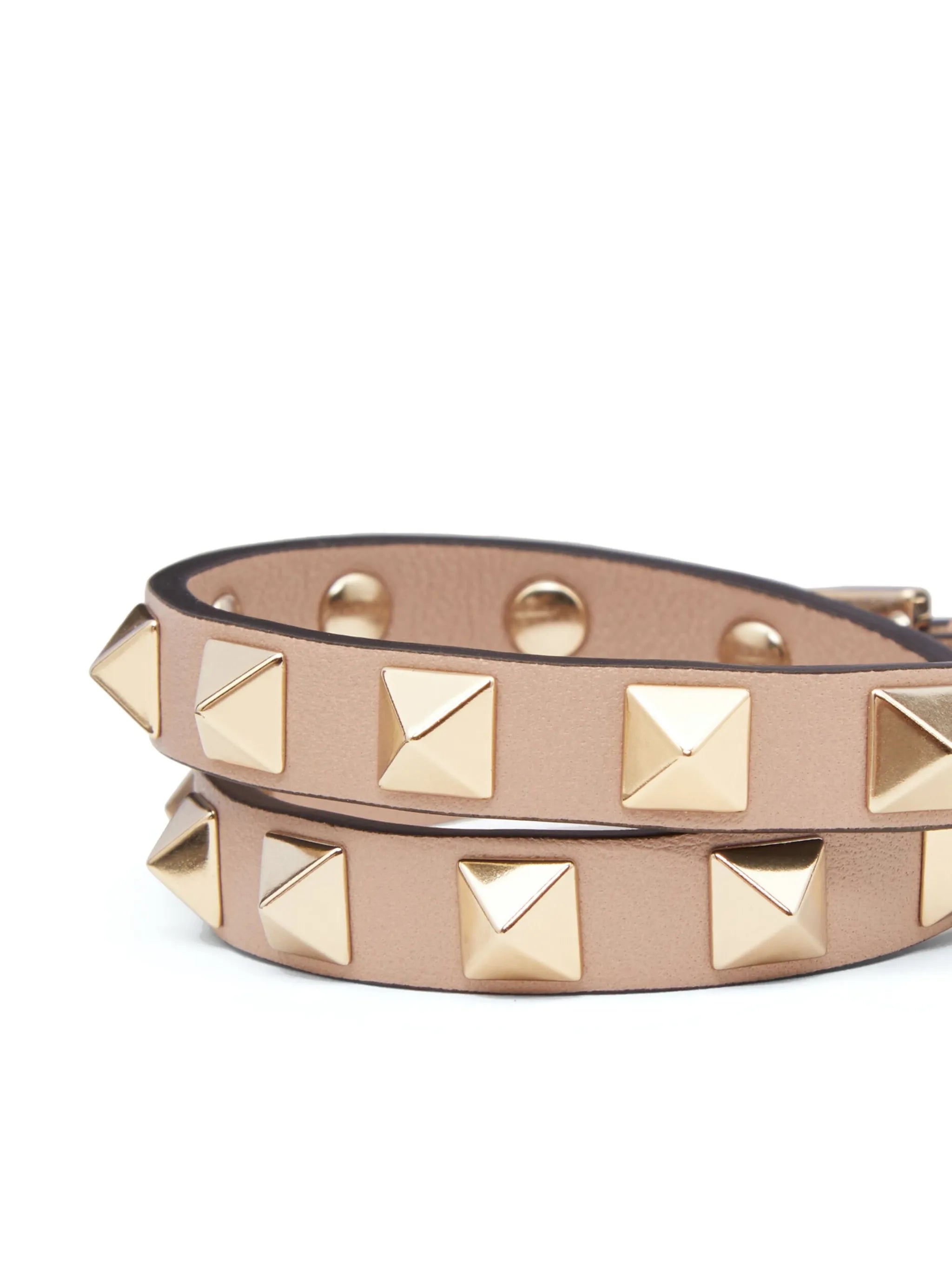 Rockstud double-strap leather bracelet