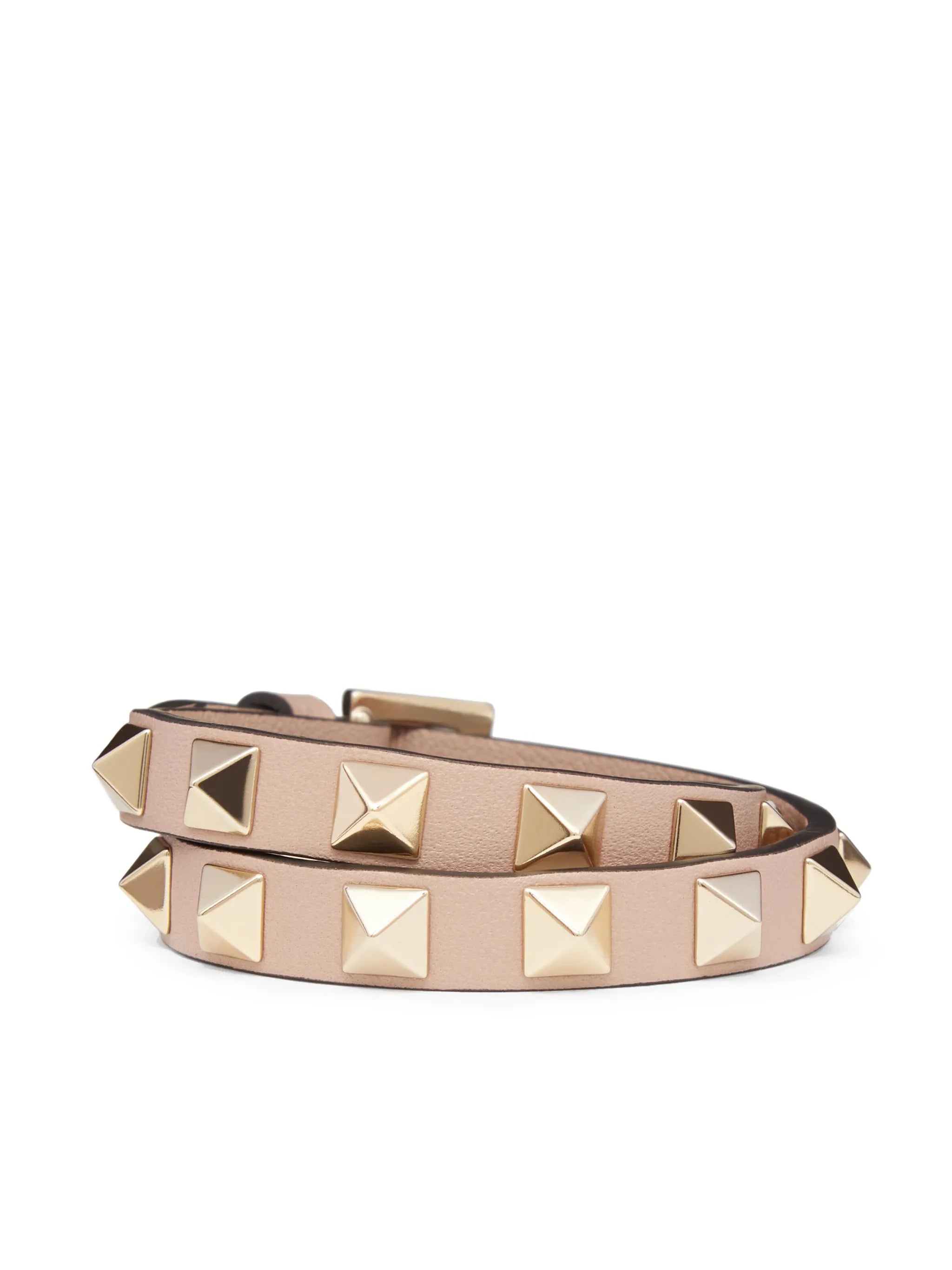 Rockstud double-strap leather bracelet