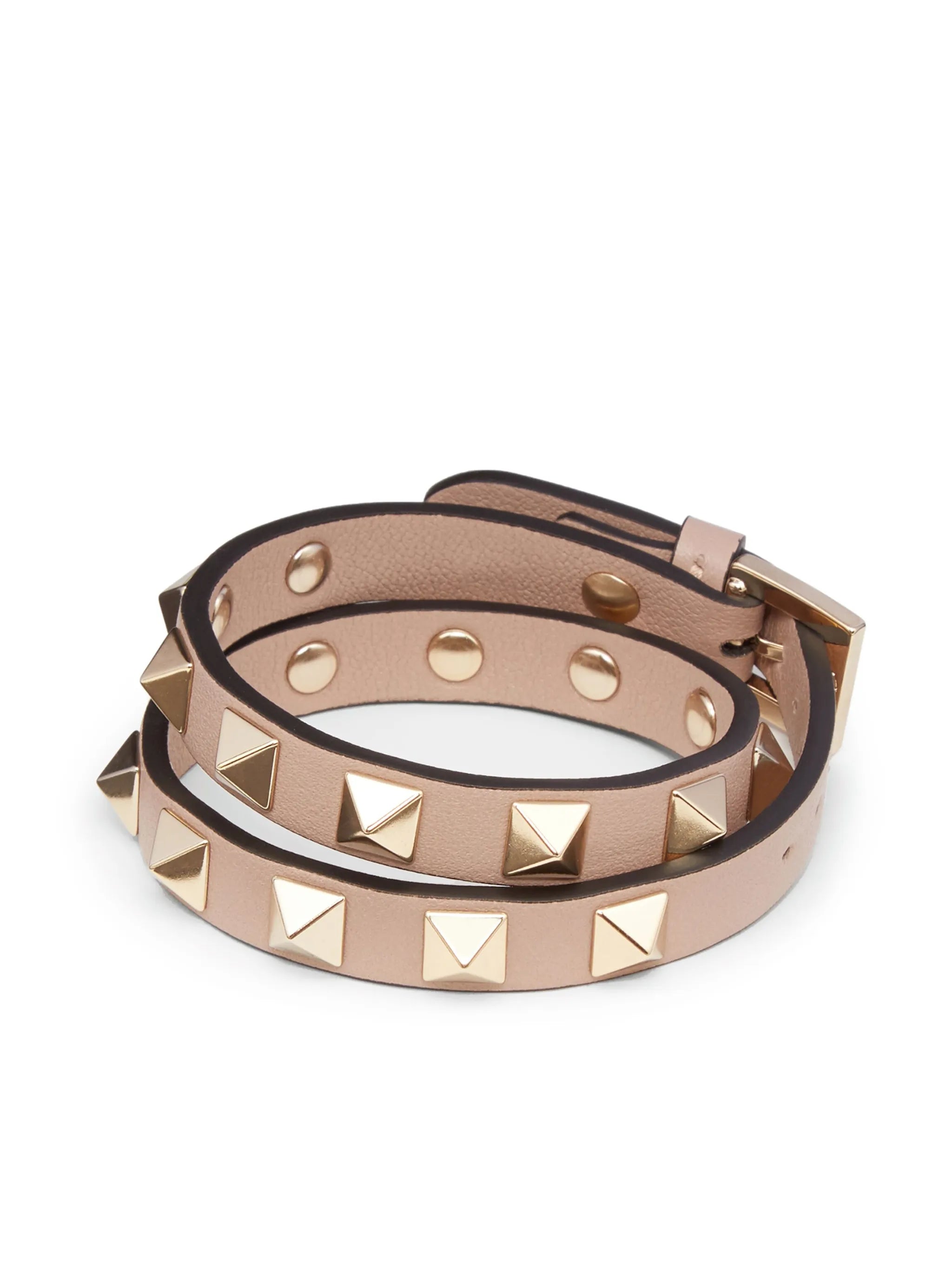 Rockstud double-strap leather bracelet