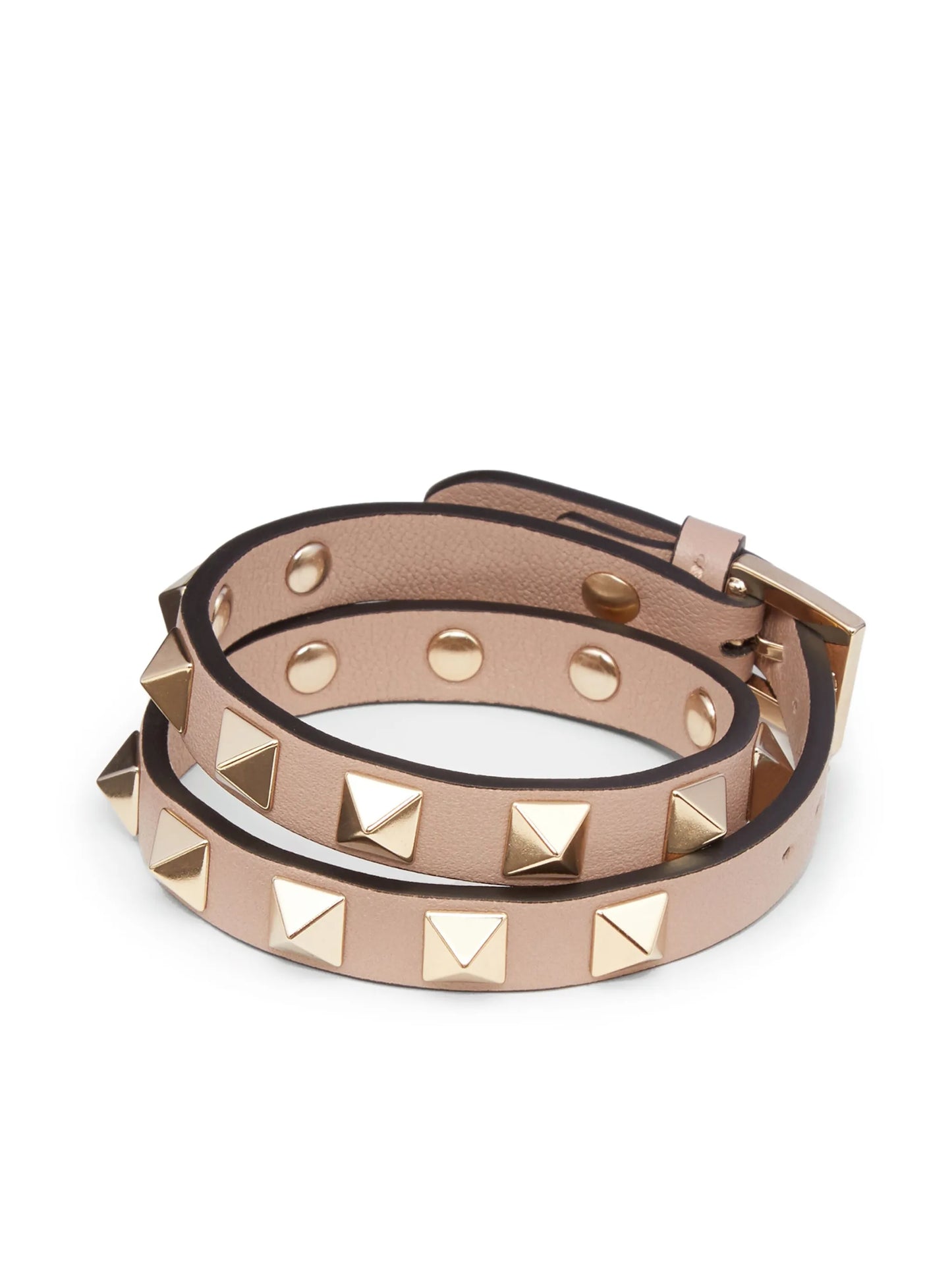 Rockstud double-strap leather bracelet