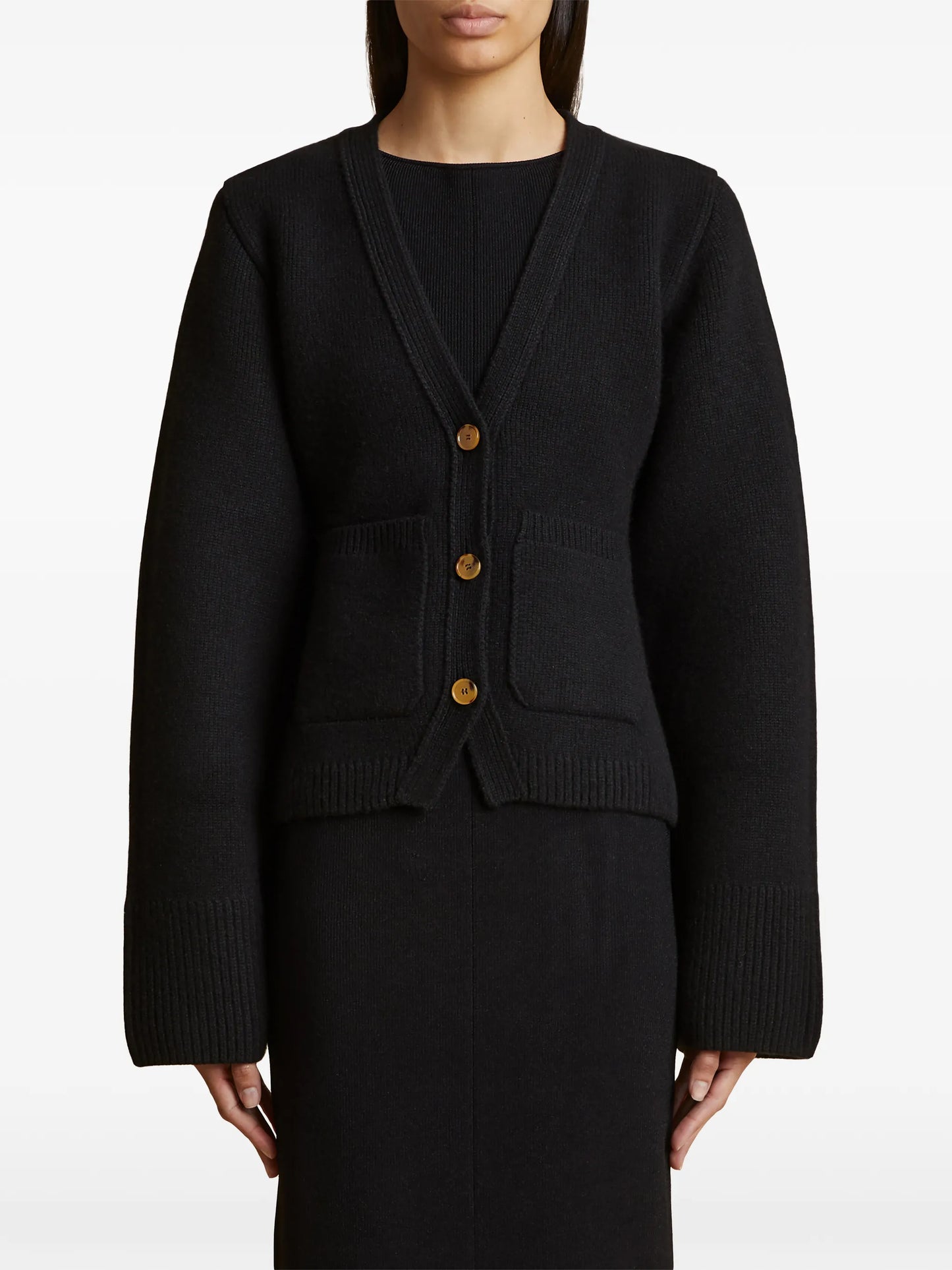 Scarlet flared-sleeve cashmere cardigan