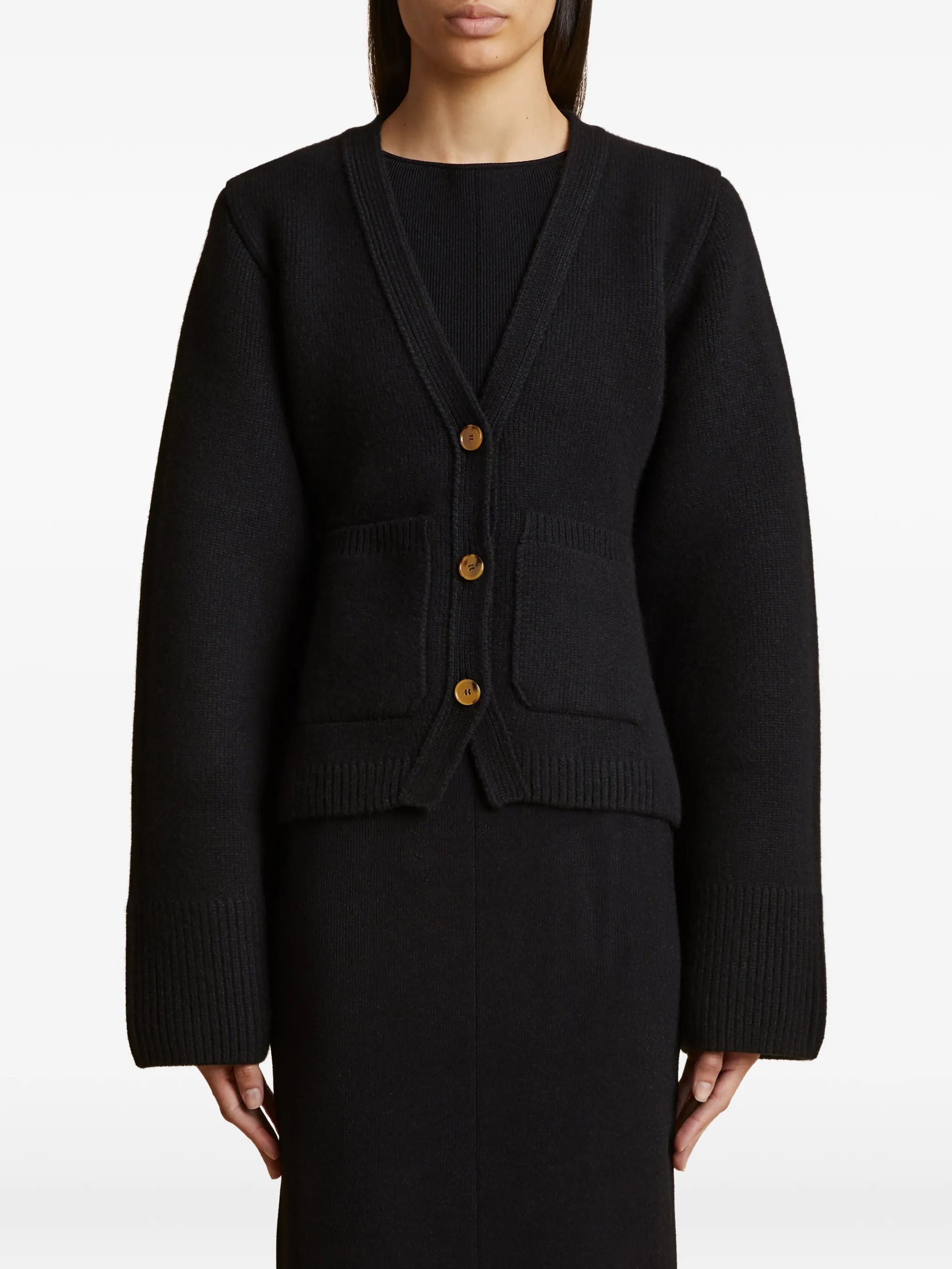 Scarlet flared-sleeve cashmere cardigan