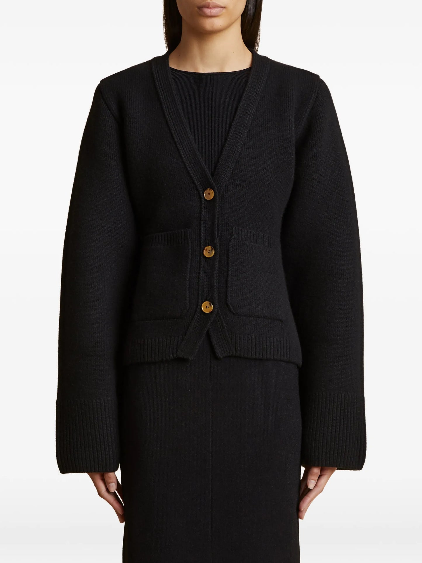 Scarlet flared-sleeve cashmere cardigan