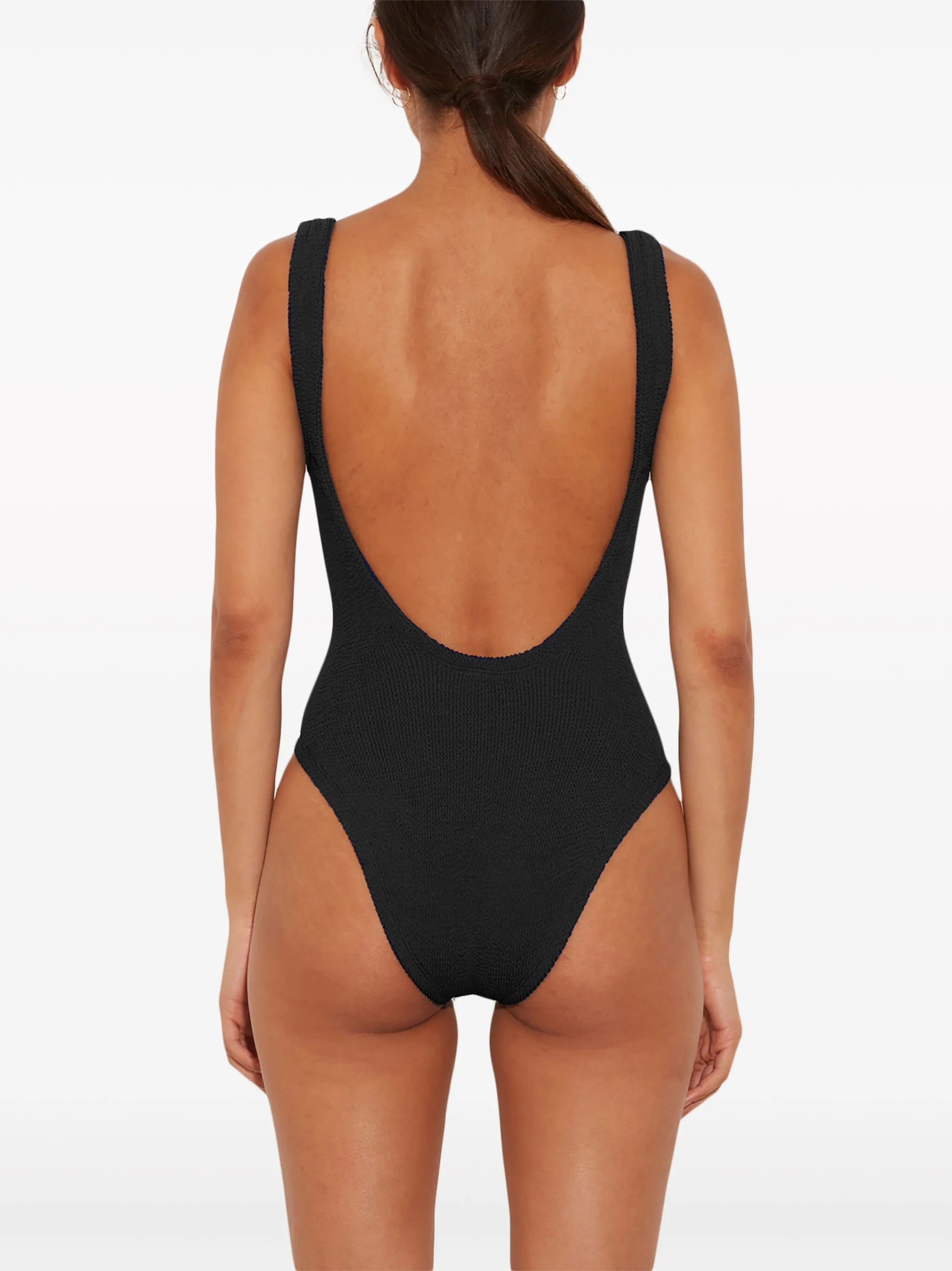 crinkle-effect square-neck swimsuit