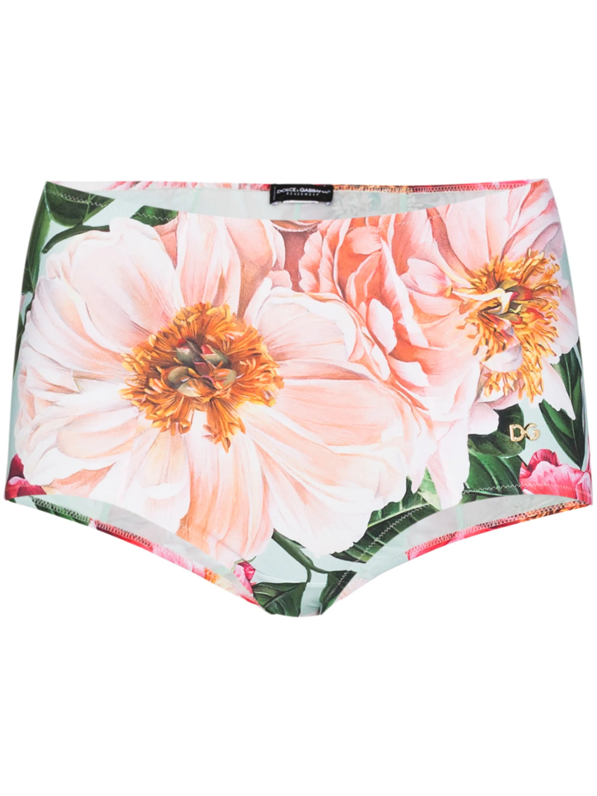 floral print high-waisted bikini bottoms
