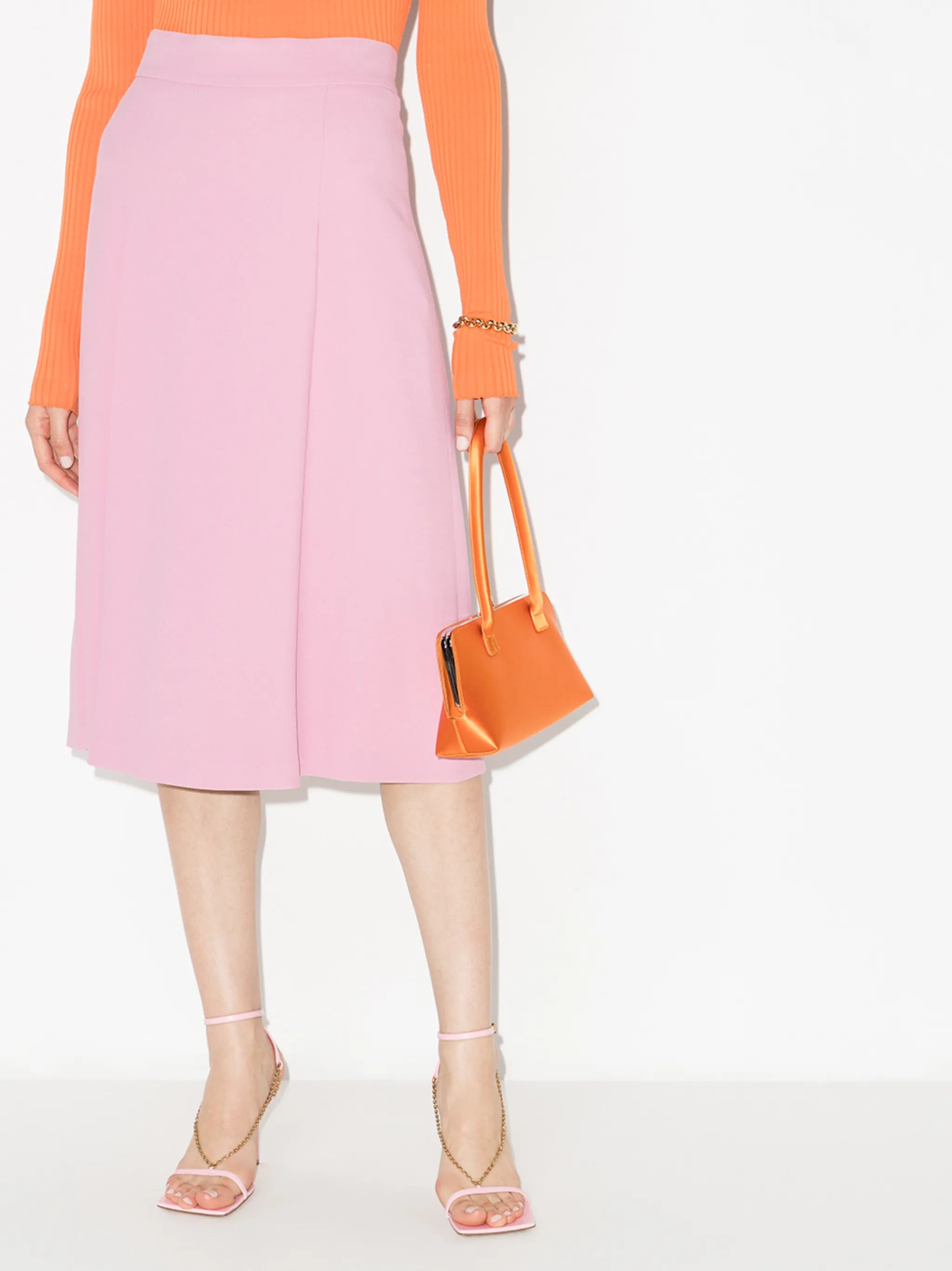 pleated front high-waisted skirt