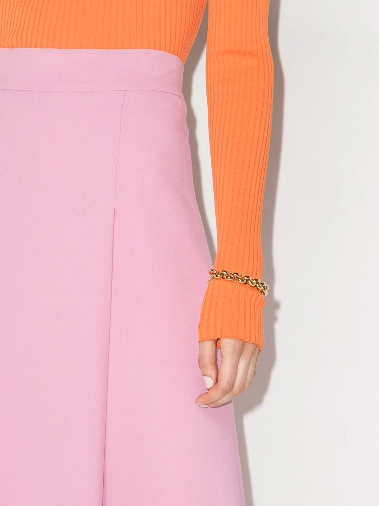 pleated front high-waisted skirt