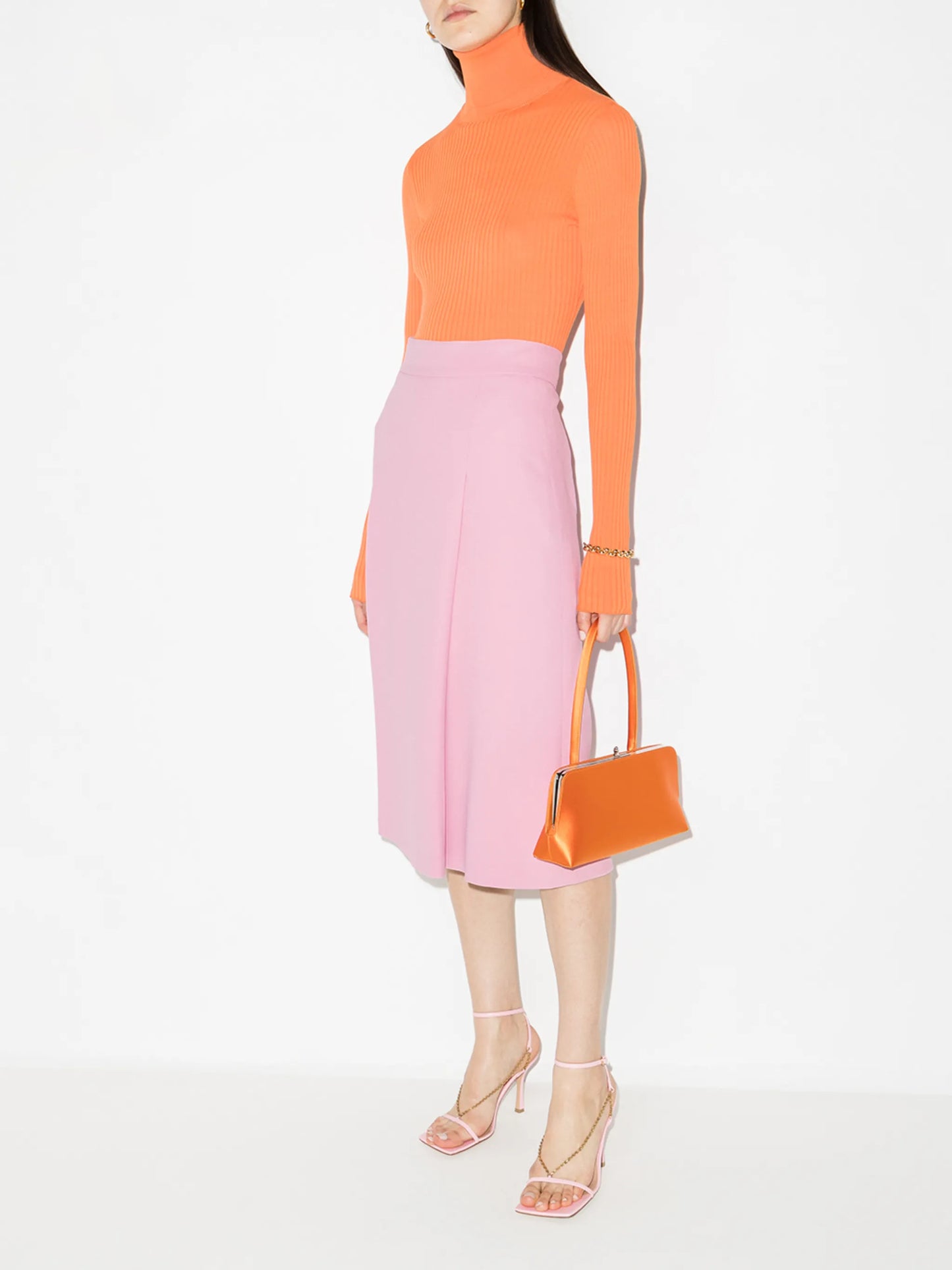 pleated front high-waisted skirt