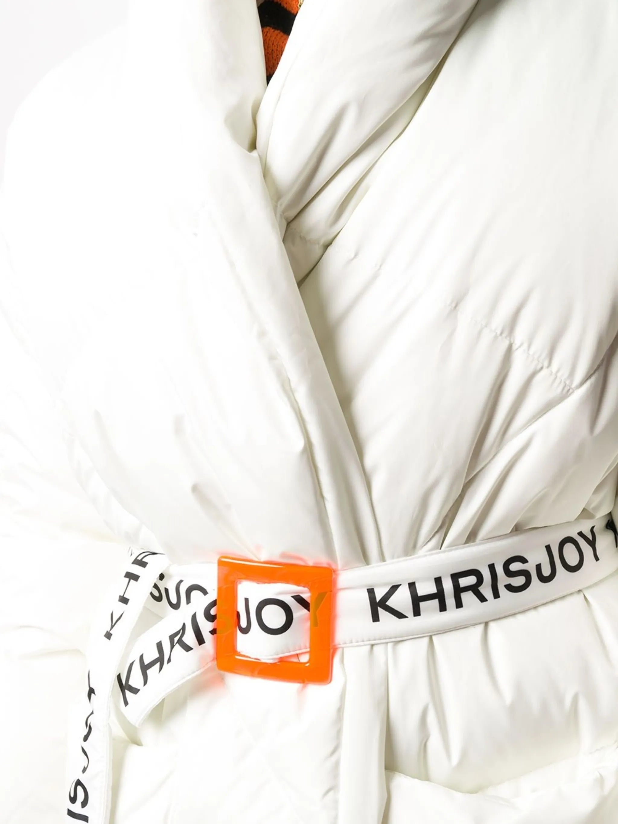 contrast-belt puffer jacket