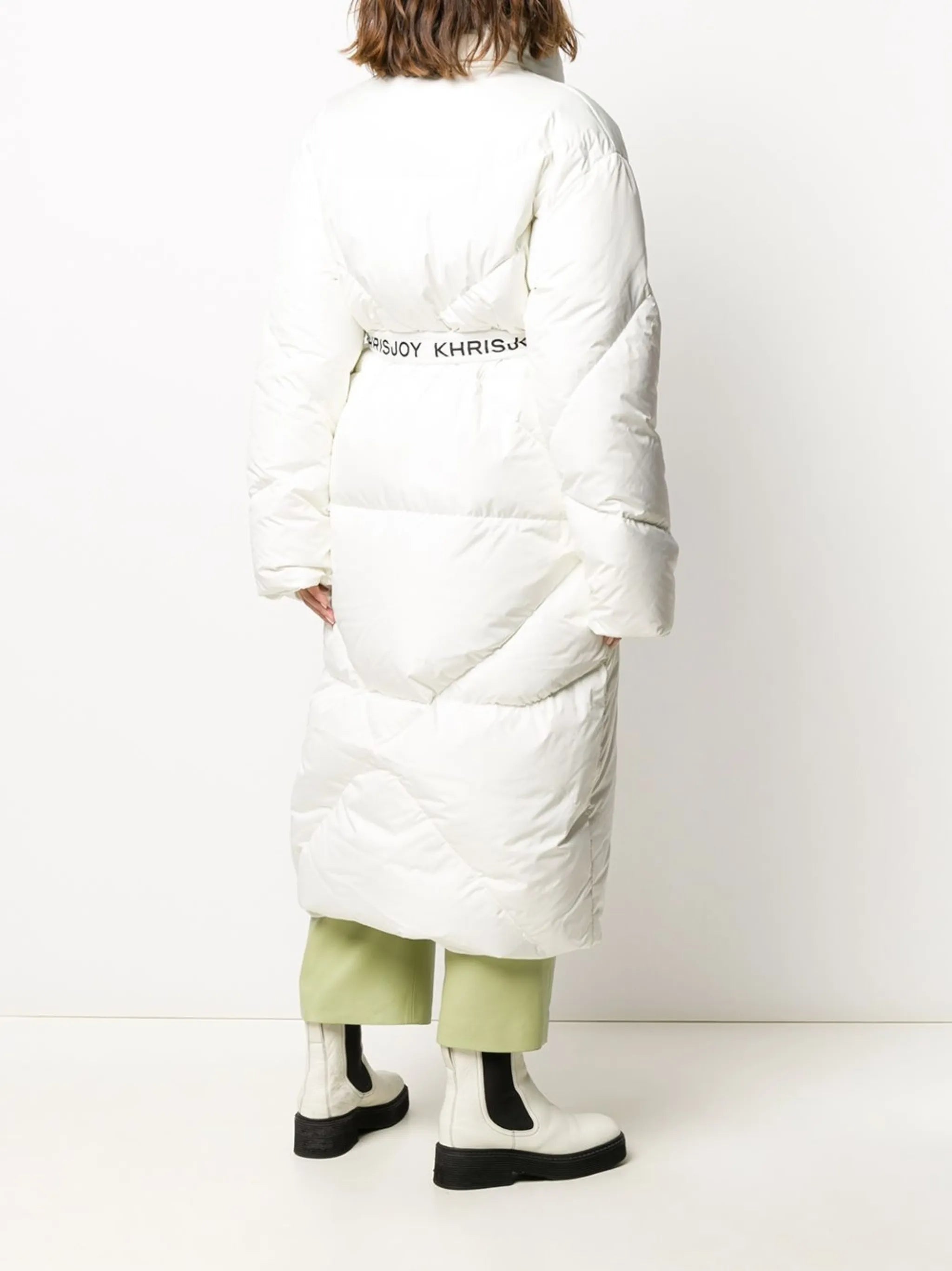 contrast-belt puffer jacket