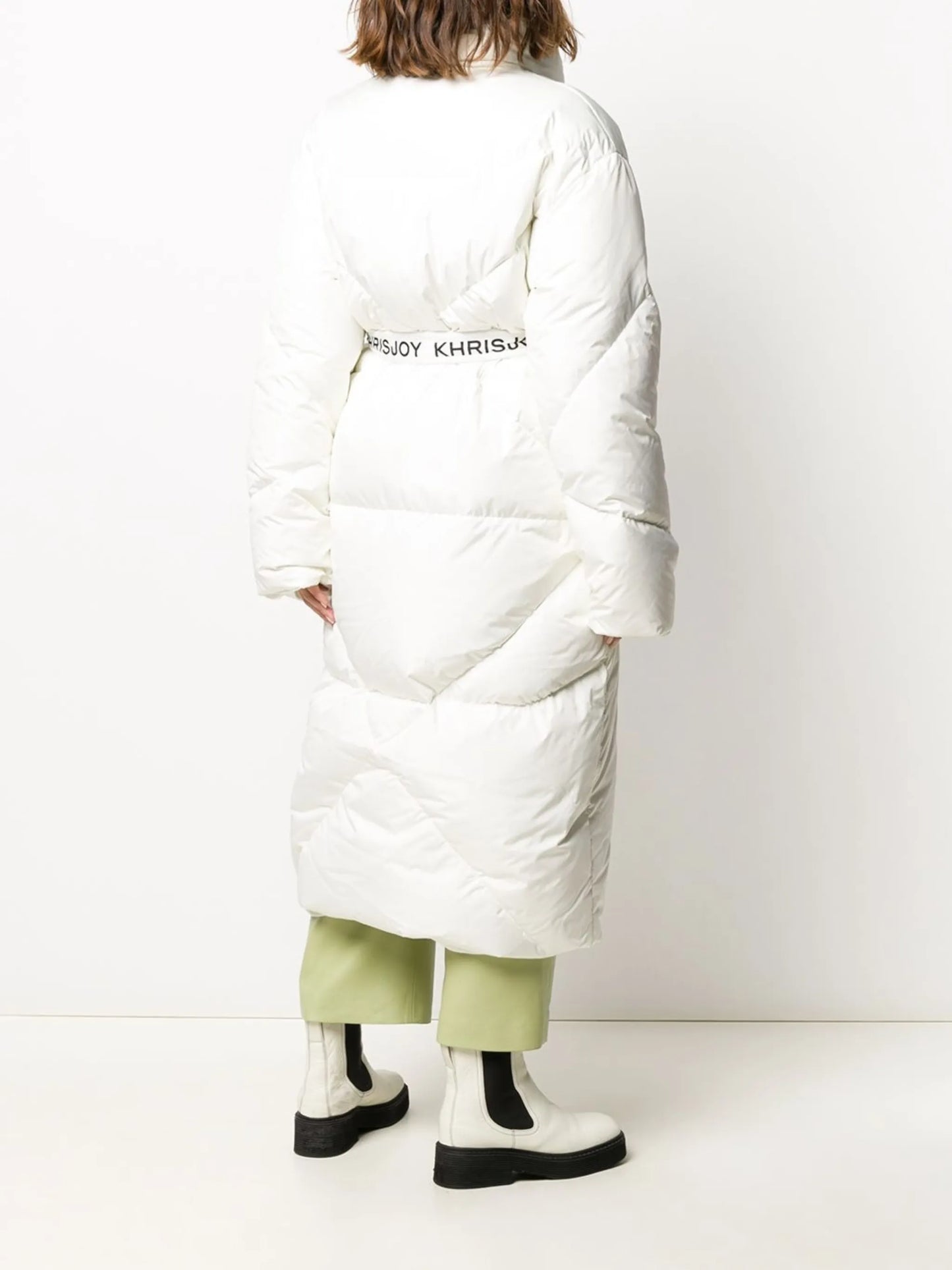 contrast-belt puffer jacket