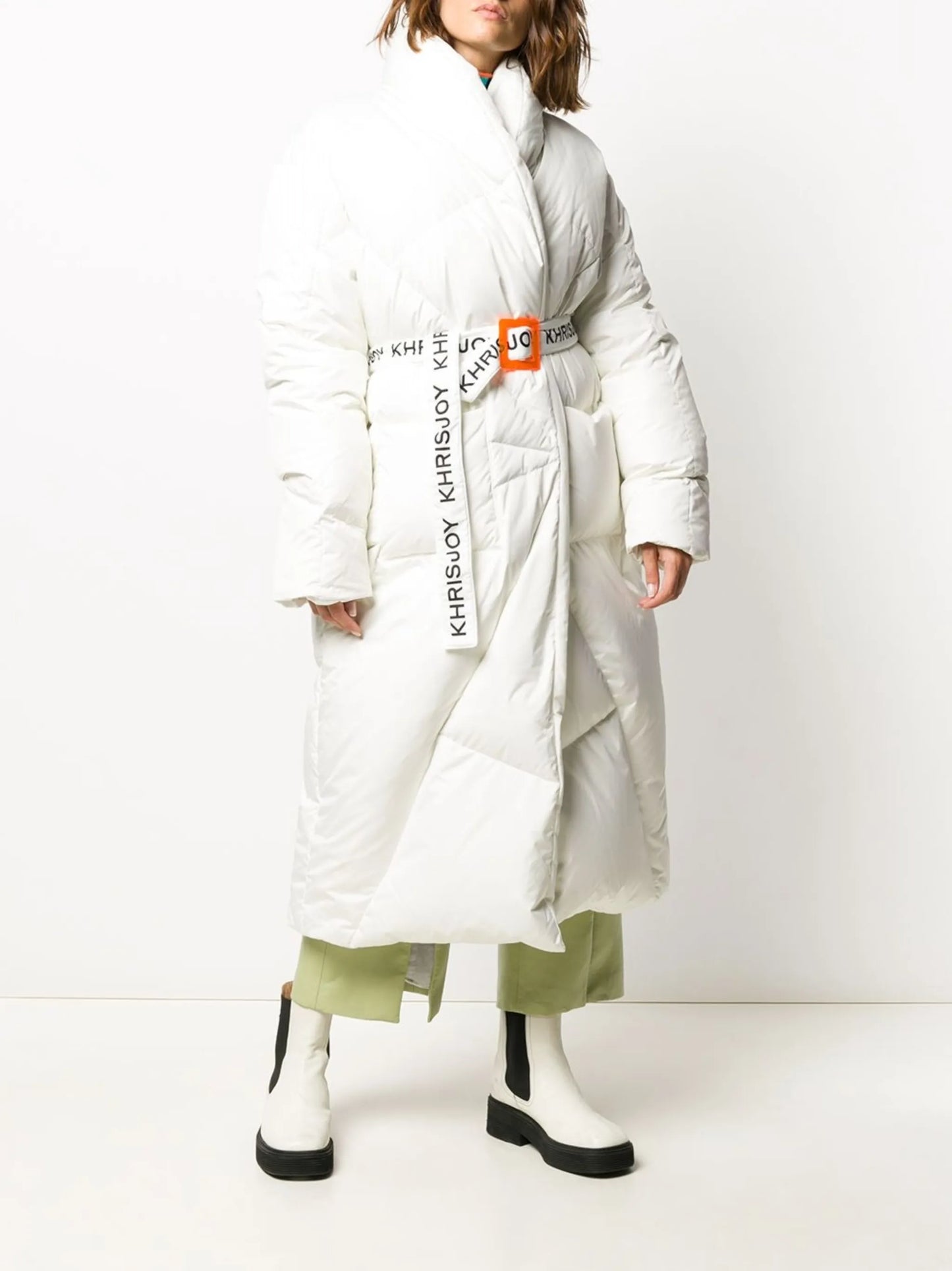 contrast-belt puffer jacket