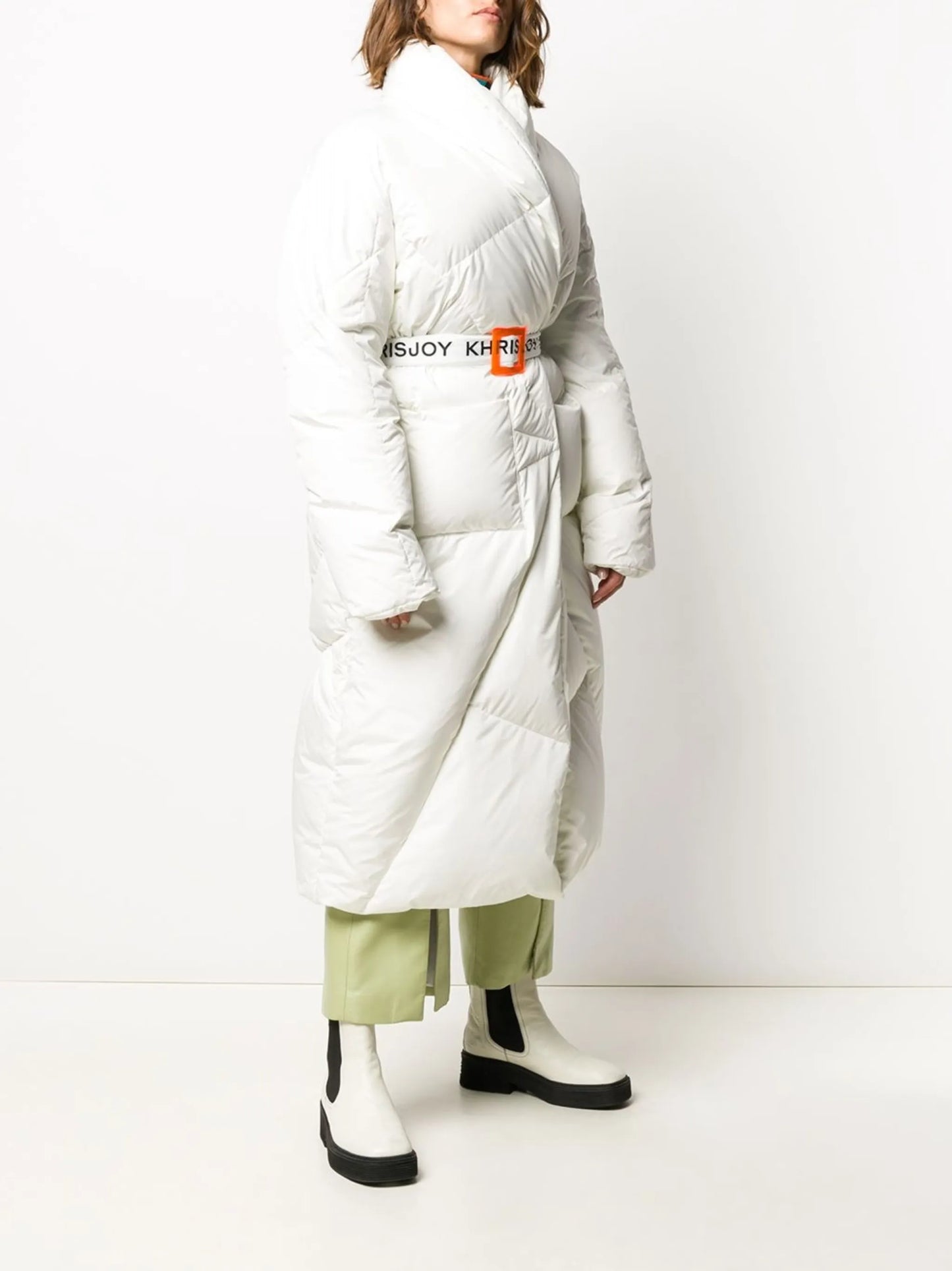 contrast-belt puffer jacket