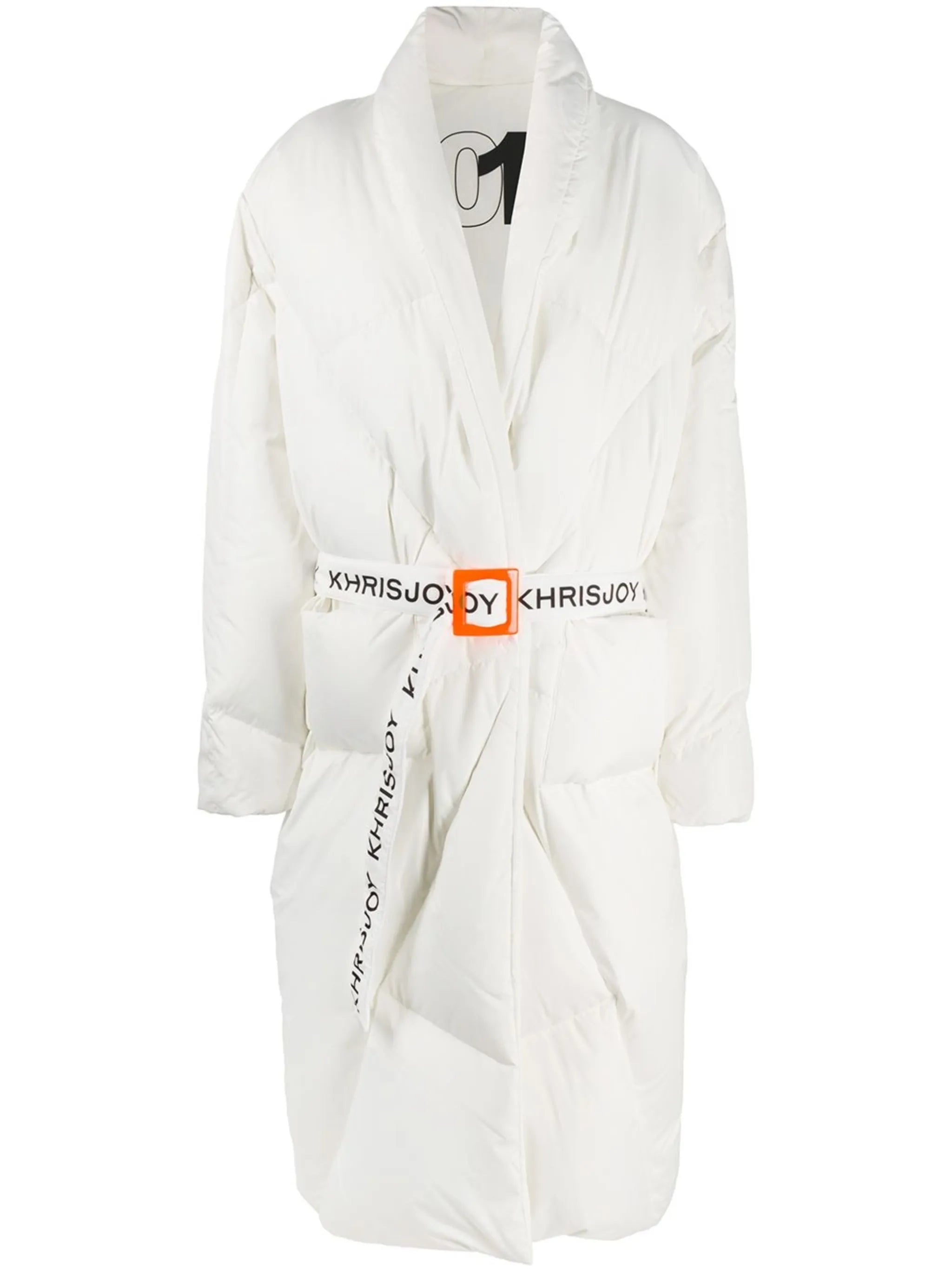 contrast-belt puffer jacket