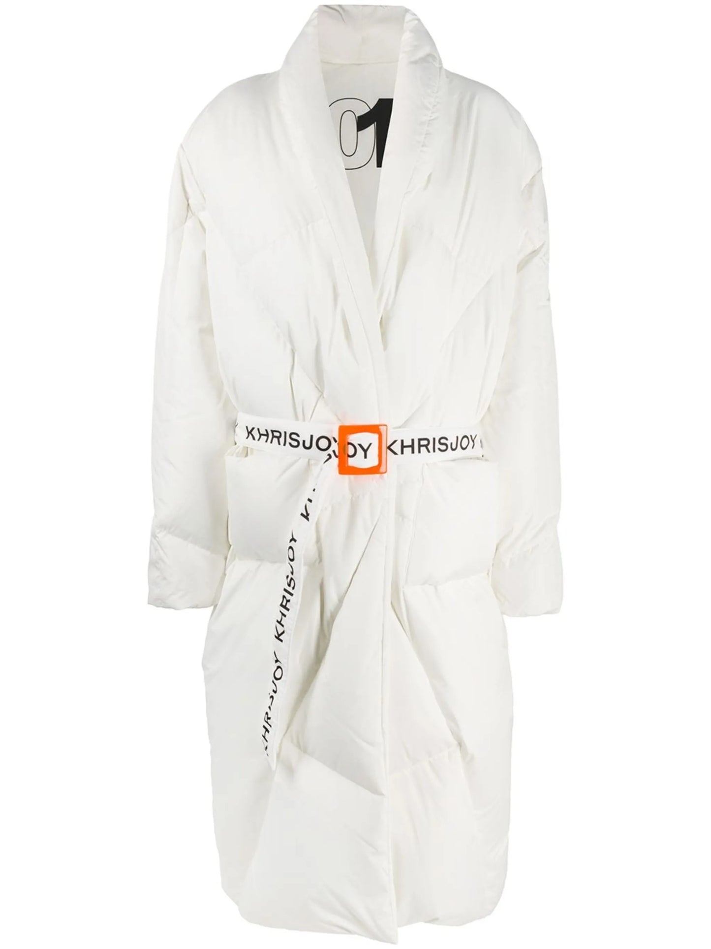 contrast-belt puffer jacket