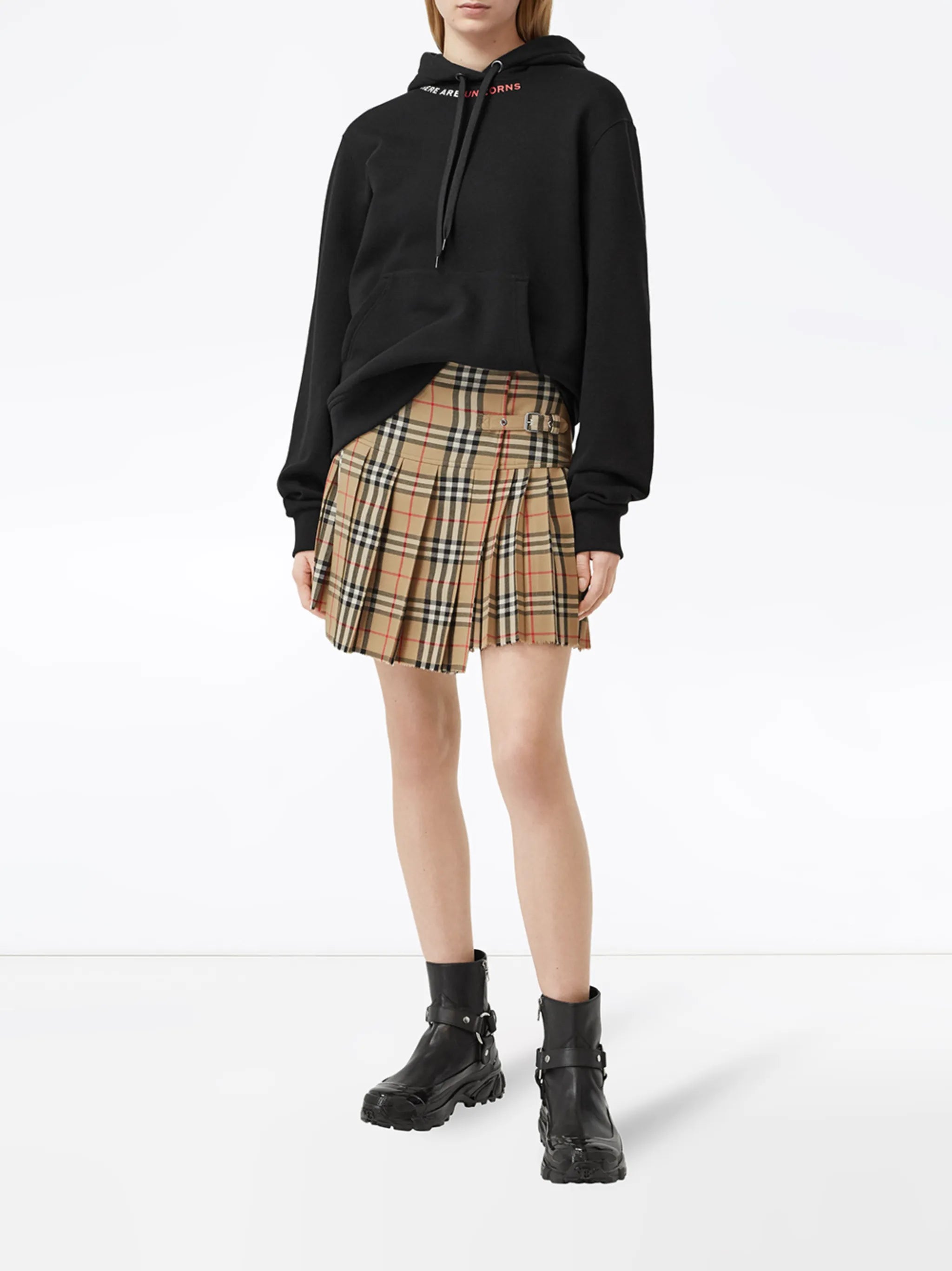 mini checked-pattern pleated skirt