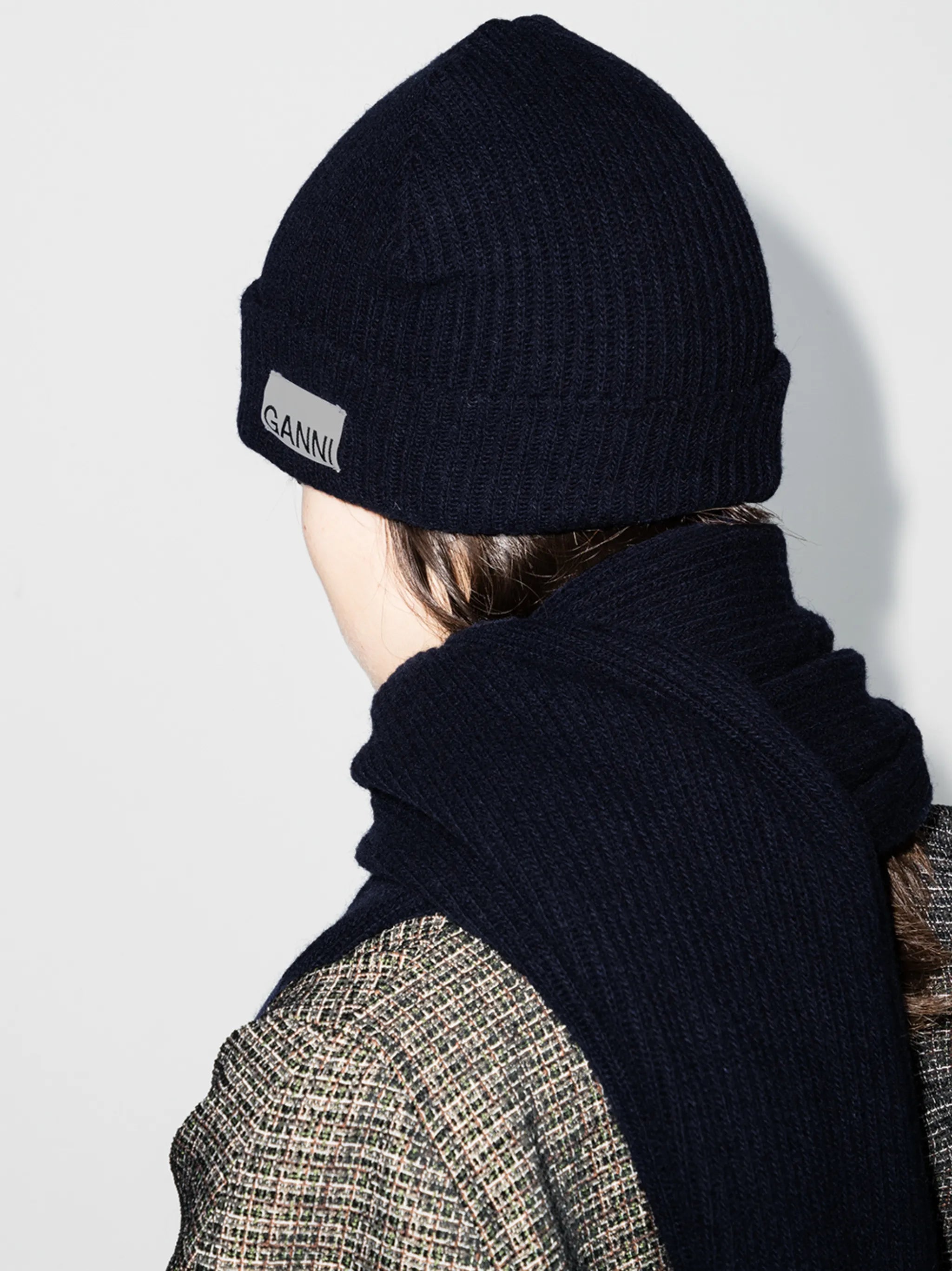 ribbed-knit beanie hat